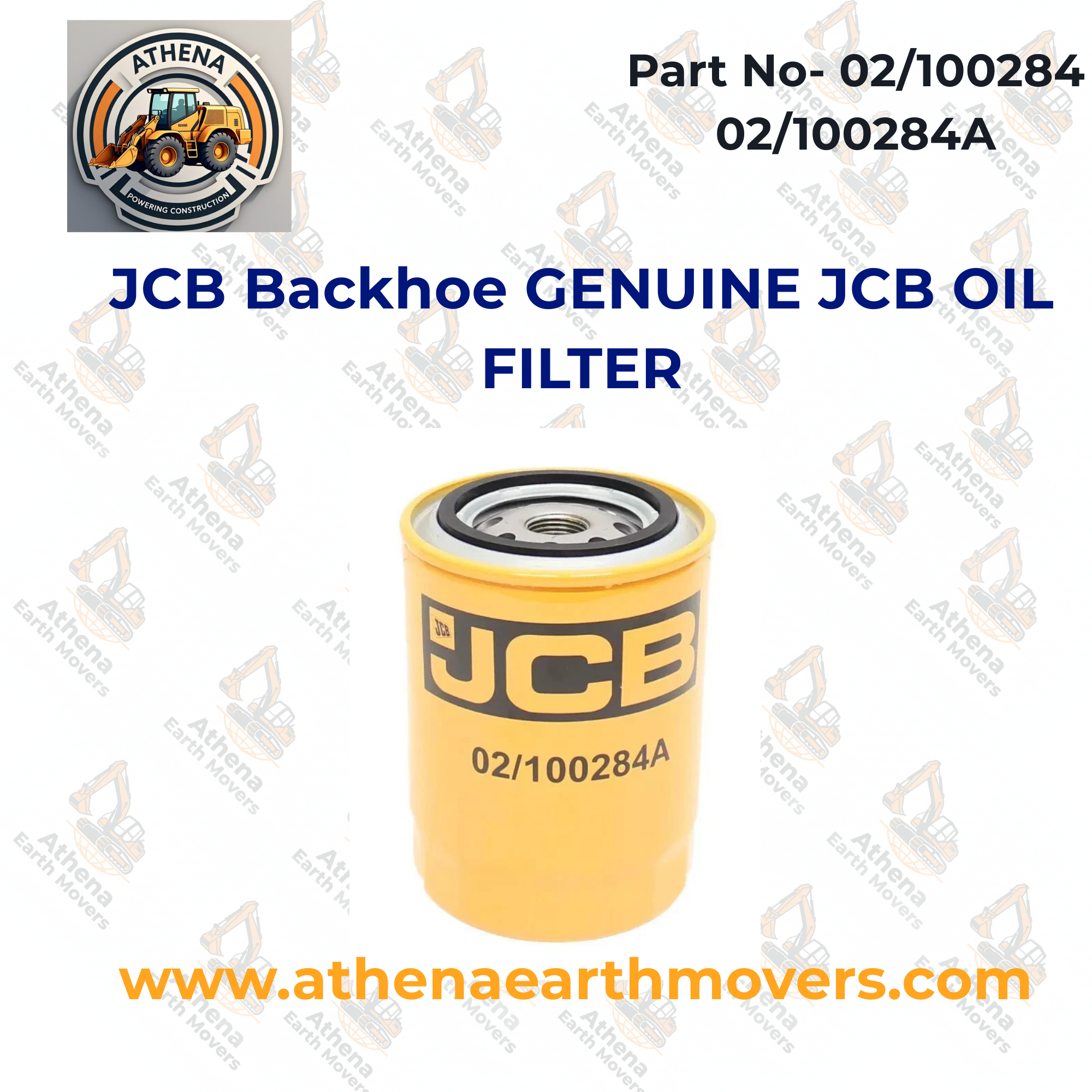 JCB Backhoe GENUINE JCB OIL FILTER (PART NO. 02/100284 02/100284A)