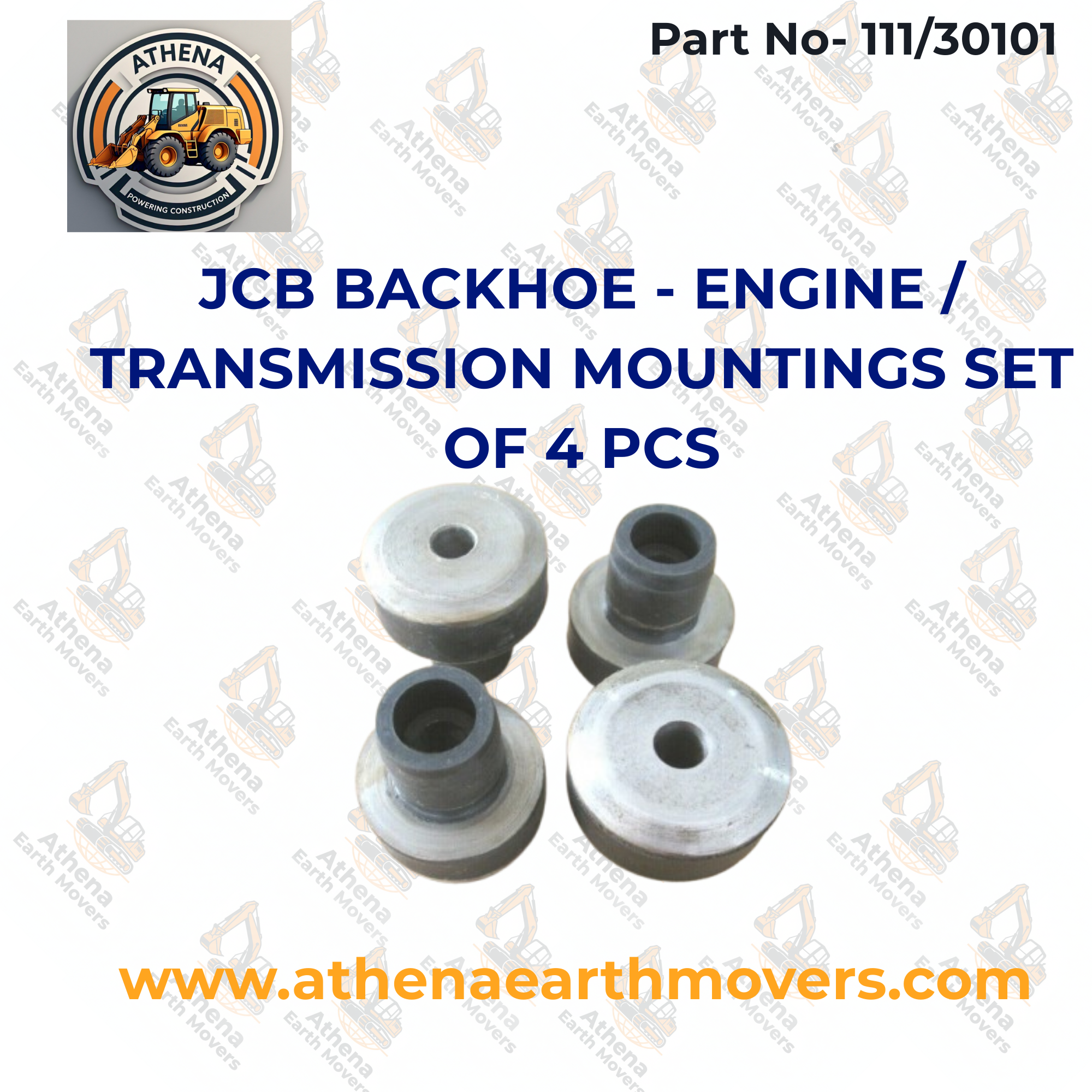 JCB BACKHOE - ENGINE / TRANSMISSION MOUNTINGS SET OF 4 PCS. (PART NO. 111/30101)