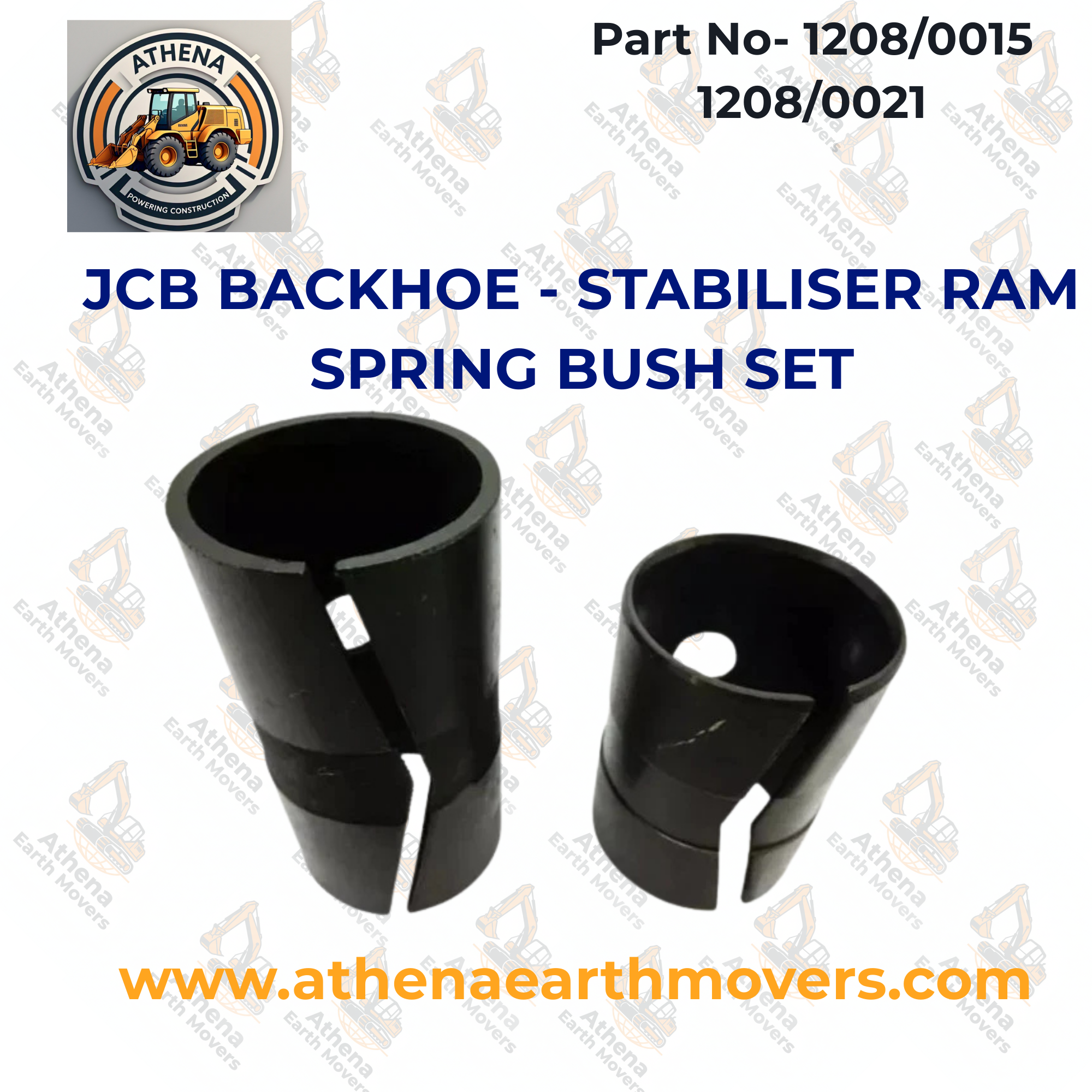 JCB BACKHOE - STABILISER RAM SPRING BUSH SET (PART NO. 1208/0015 1208/0021)