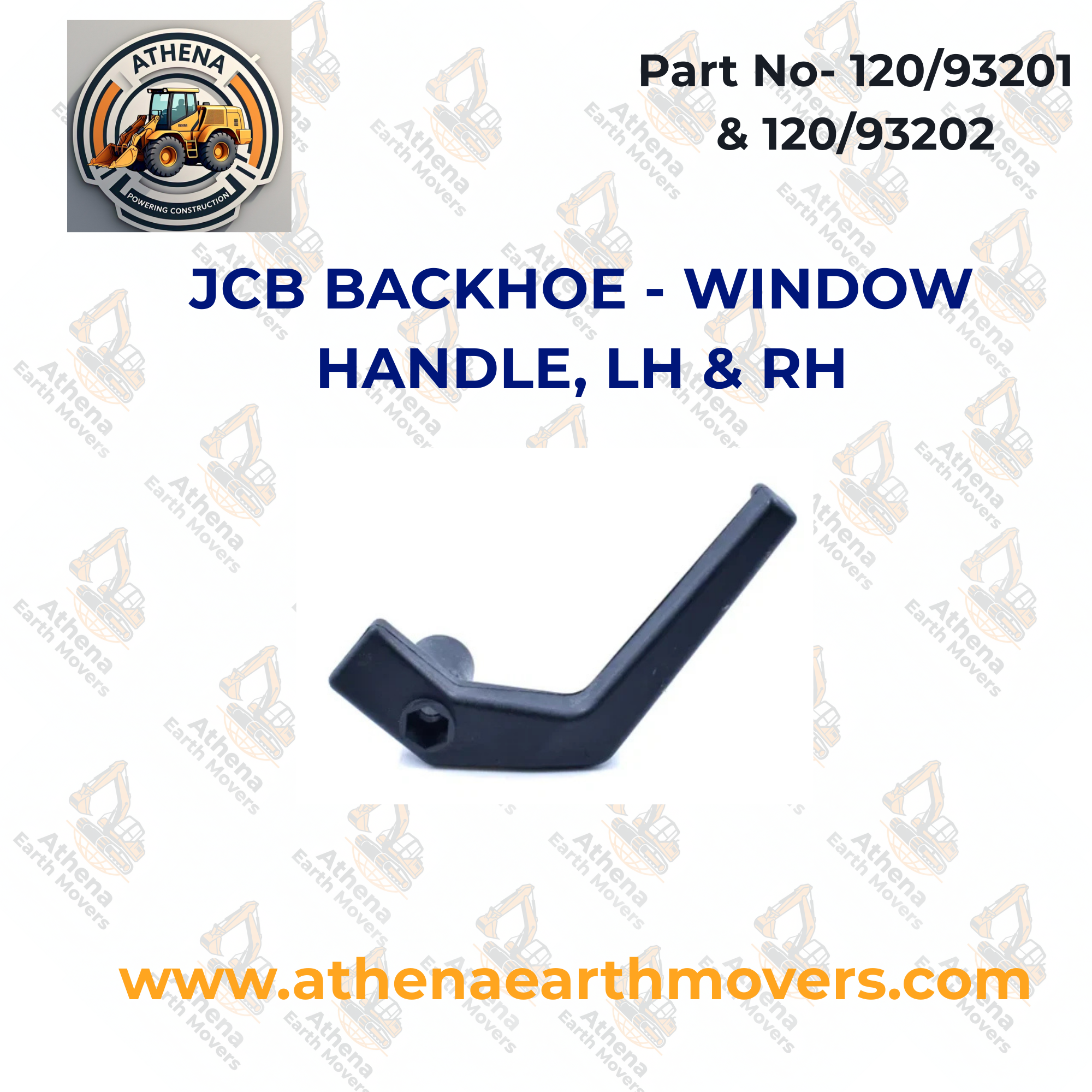 JCB BACKHOE - WINDOW HANDLE, LH & RH (PART NO. 120/93201 & 120/93202)