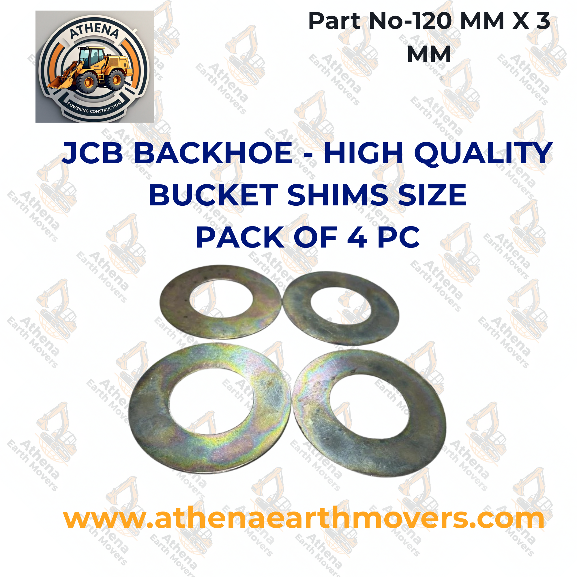 JCB BACKHOE - HIGH QUALITY BUCKET SHIMS SIZE - 120 MM X 3 MM (PACK OF 4 PC)