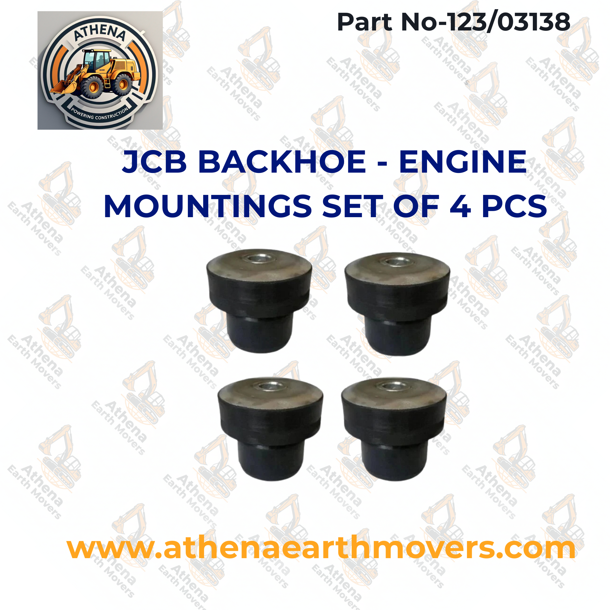 JCB BACKHOE - ENGINE MOUNTINGS SET OF 4 PCS. (PART NO. 123/03138)