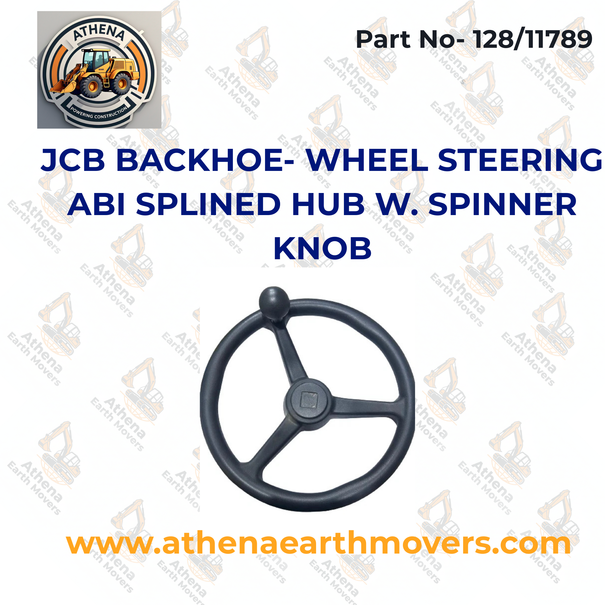 JCB BACKHOE- WHEEL STEERING ABI SPLINED HUB W. SPINNER KNOB (PART NO. 128/11789)