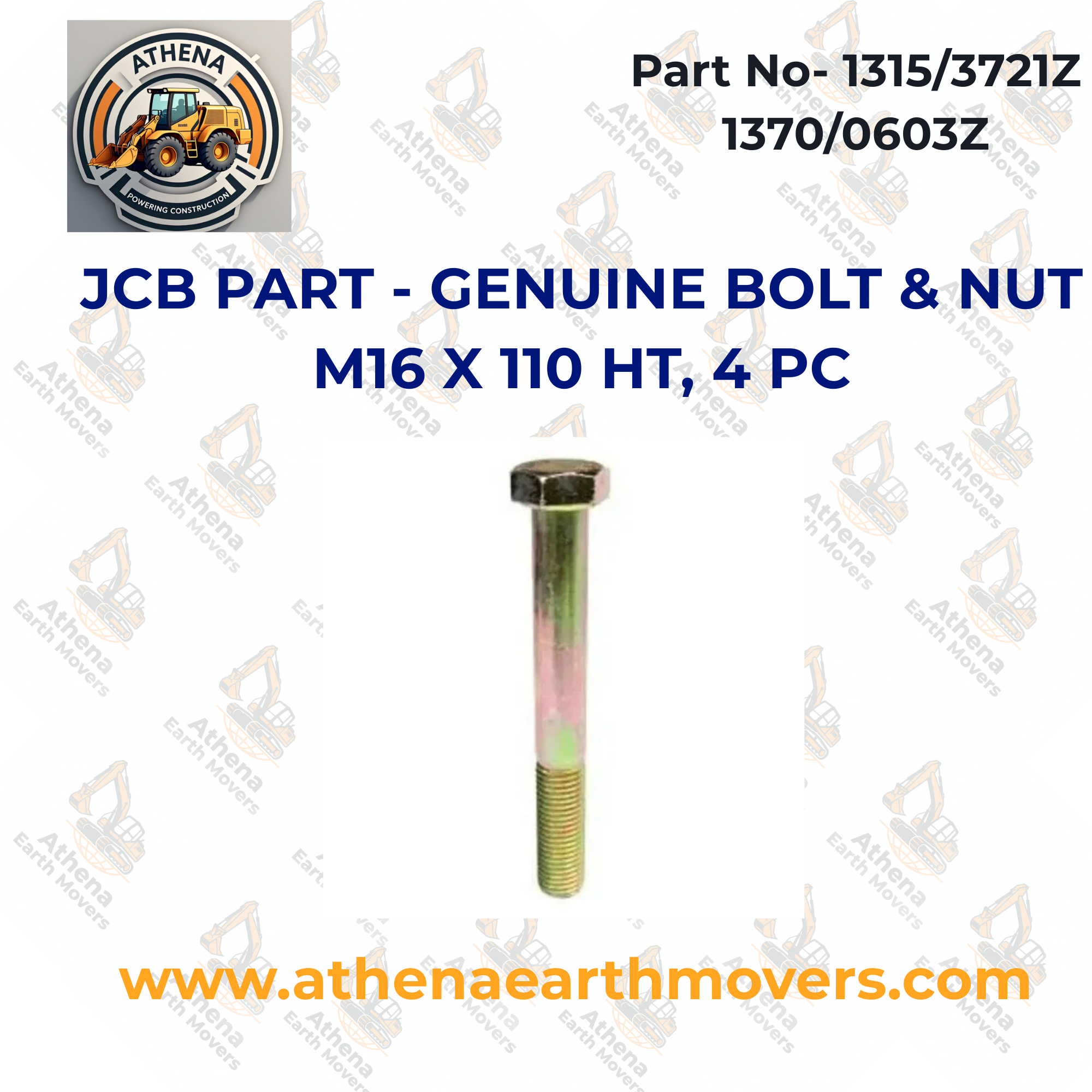 JCB PART - GENUINE BOLT & NUT M16 X 110 HT, 4 PC (PART NO 1315/3721Z 1370/0603Z)