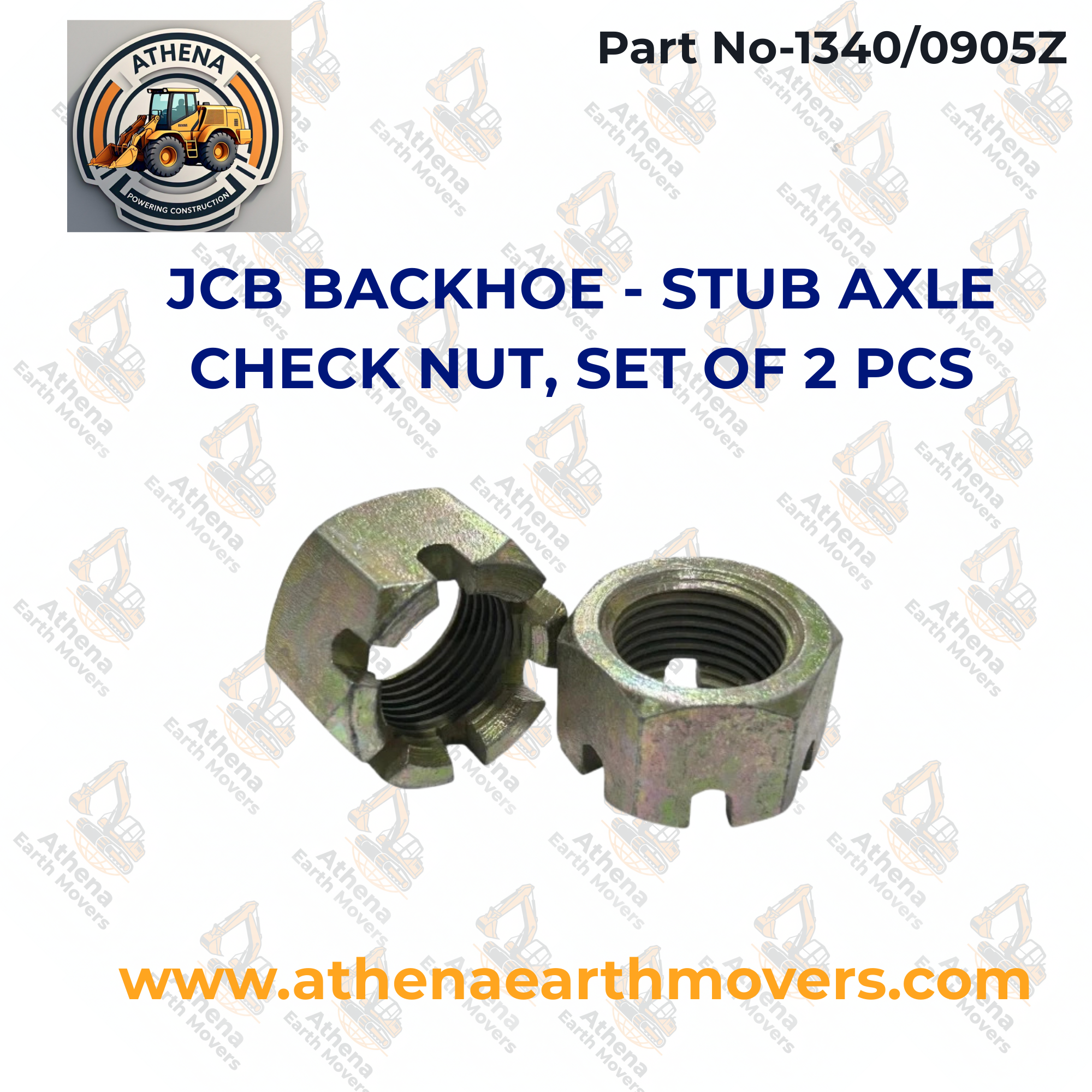 JCB BACKHOE - STUB AXLE CHECK NUT, SET OF 2 PCS. (PART NO. 1340/0905Z)