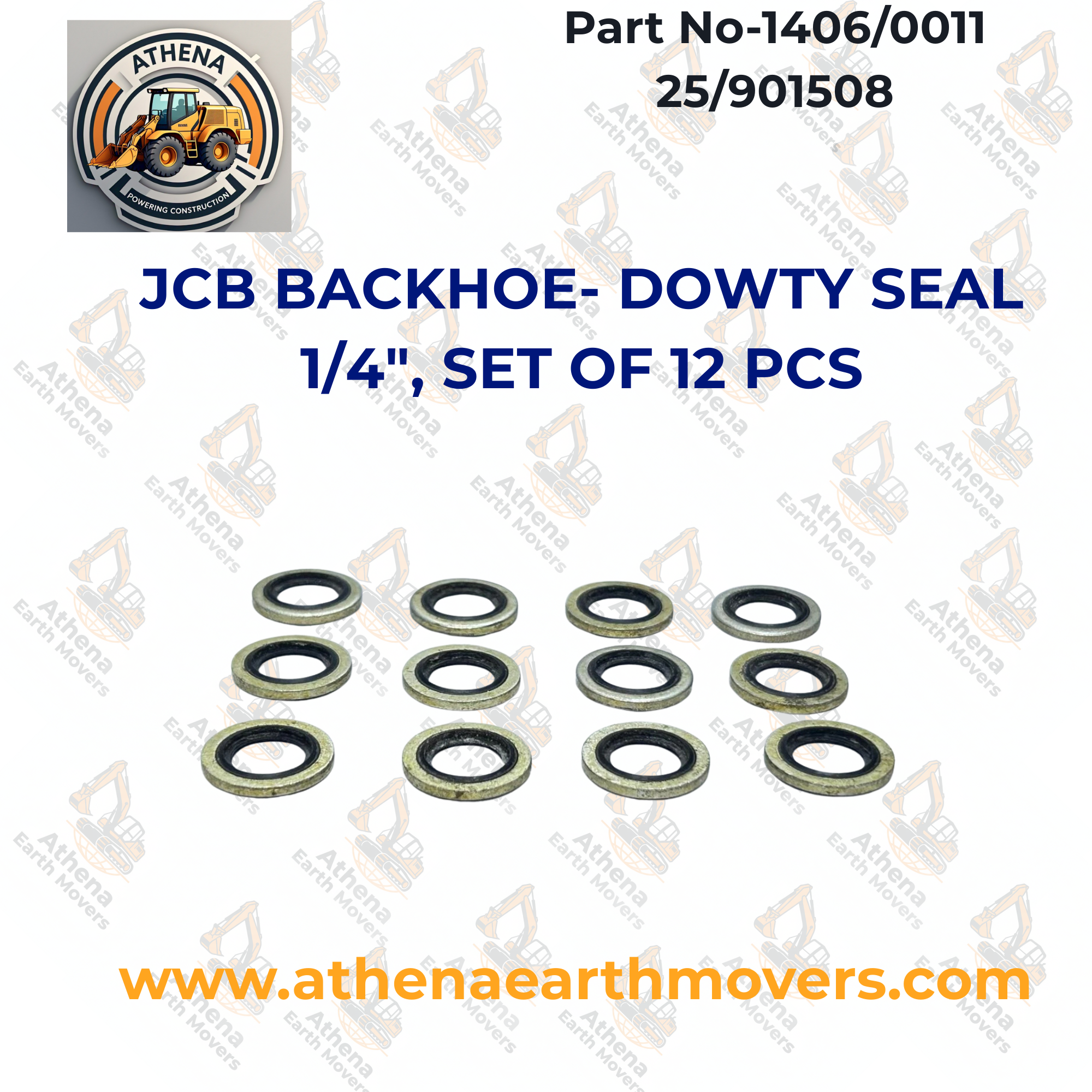 JCB BACKHOE- DOWTY SEAL 1/4", SET OF 12 PCS. (PART NO. 1406/0011 25/901508)