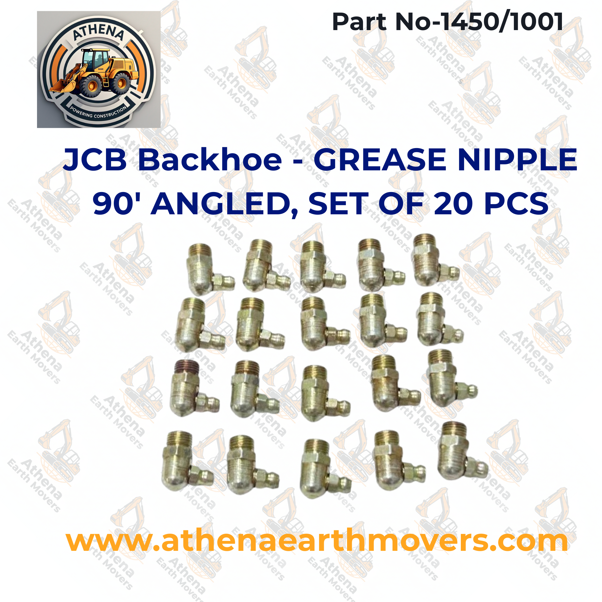 JCB Backhoe - GREASE NIPPLE 90' ANGLED, SET OF 20 PCS. (PART NO. 1450/1001)
