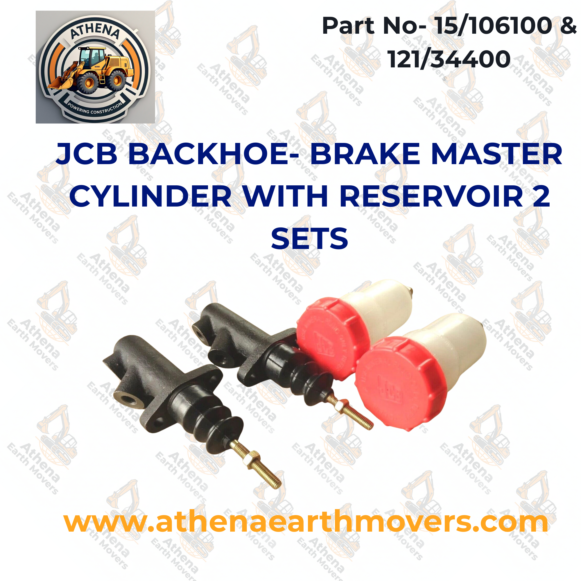 JCB BACKHOE- BRAKE MASTER CYLINDER WITH RESERVOIR 2 SETS (15/106100 & 121/34400)