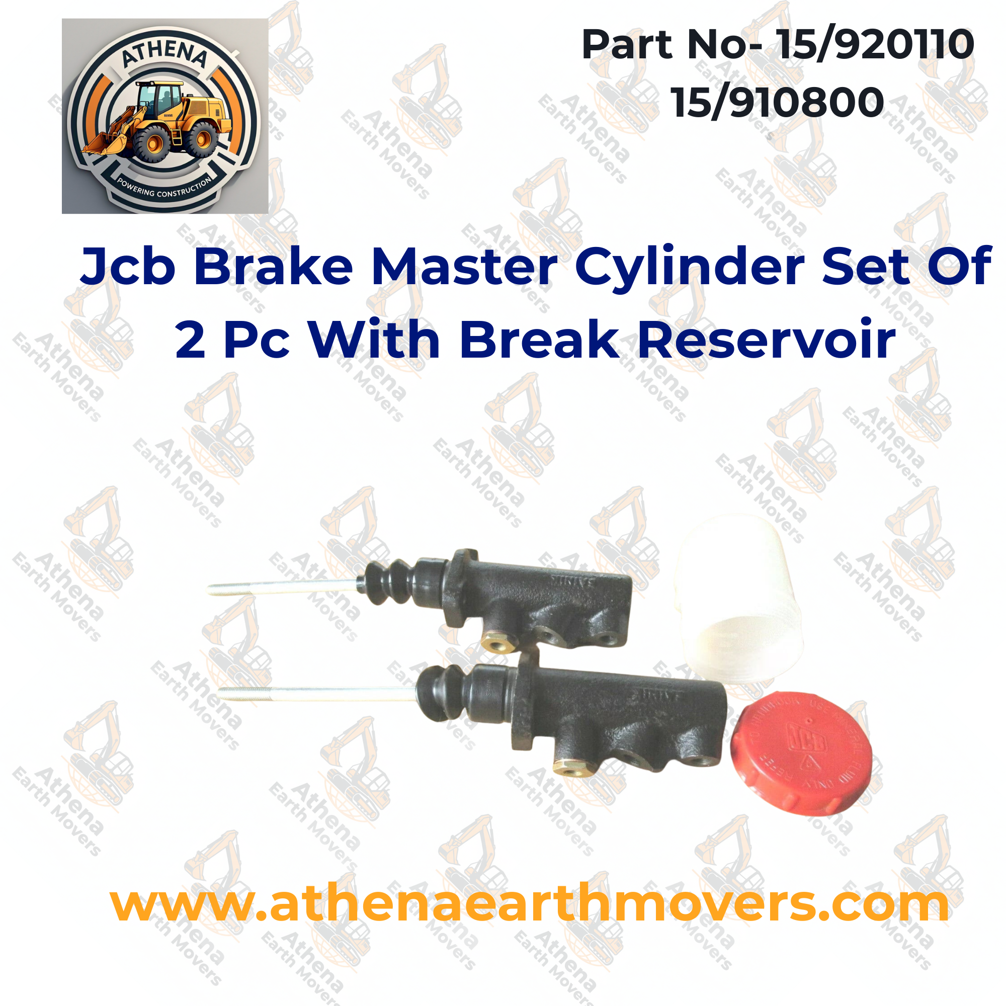 Jcb Brake Master Cylinder Set Of 2 Pc With Break Reservoir (15/920110 15/910800)