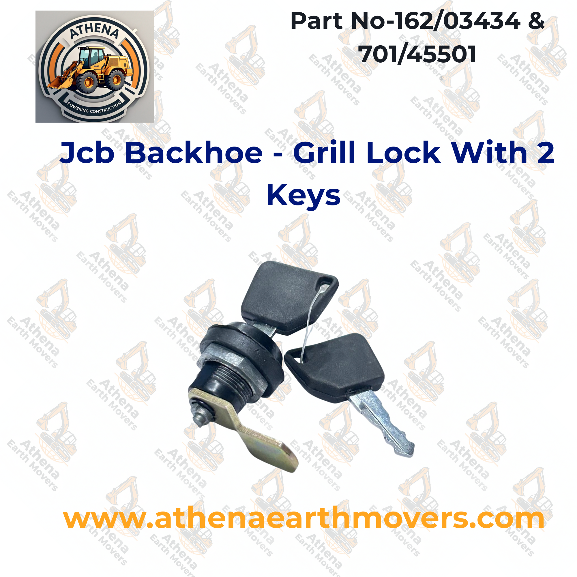 Jcb Backhoe - Grill Lock With 2 Keys Part No. 162/03434 & 701/45501