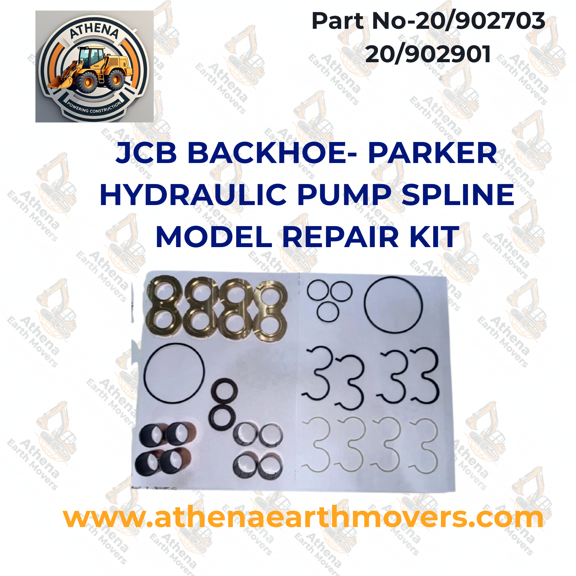JCB BACKHOE- PARKER HYDRAULIC PUMP SPLINE MODEL REPAIR KIT (20/902703 20/902901)