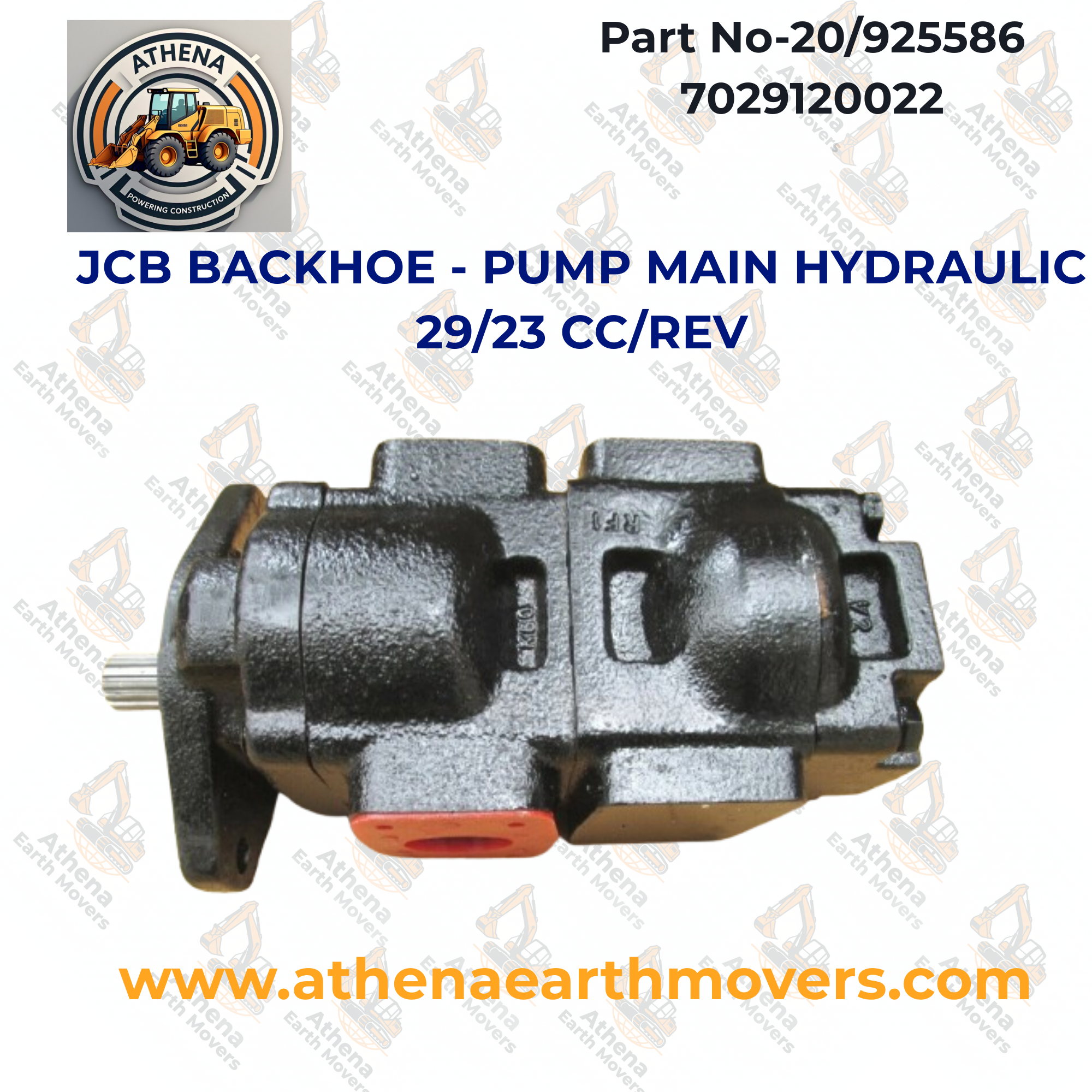 JCB BACKHOE - PUMP MAIN HYDRAULIC 29/23 CC/REV (PART NO. 20/925586 7029120022)