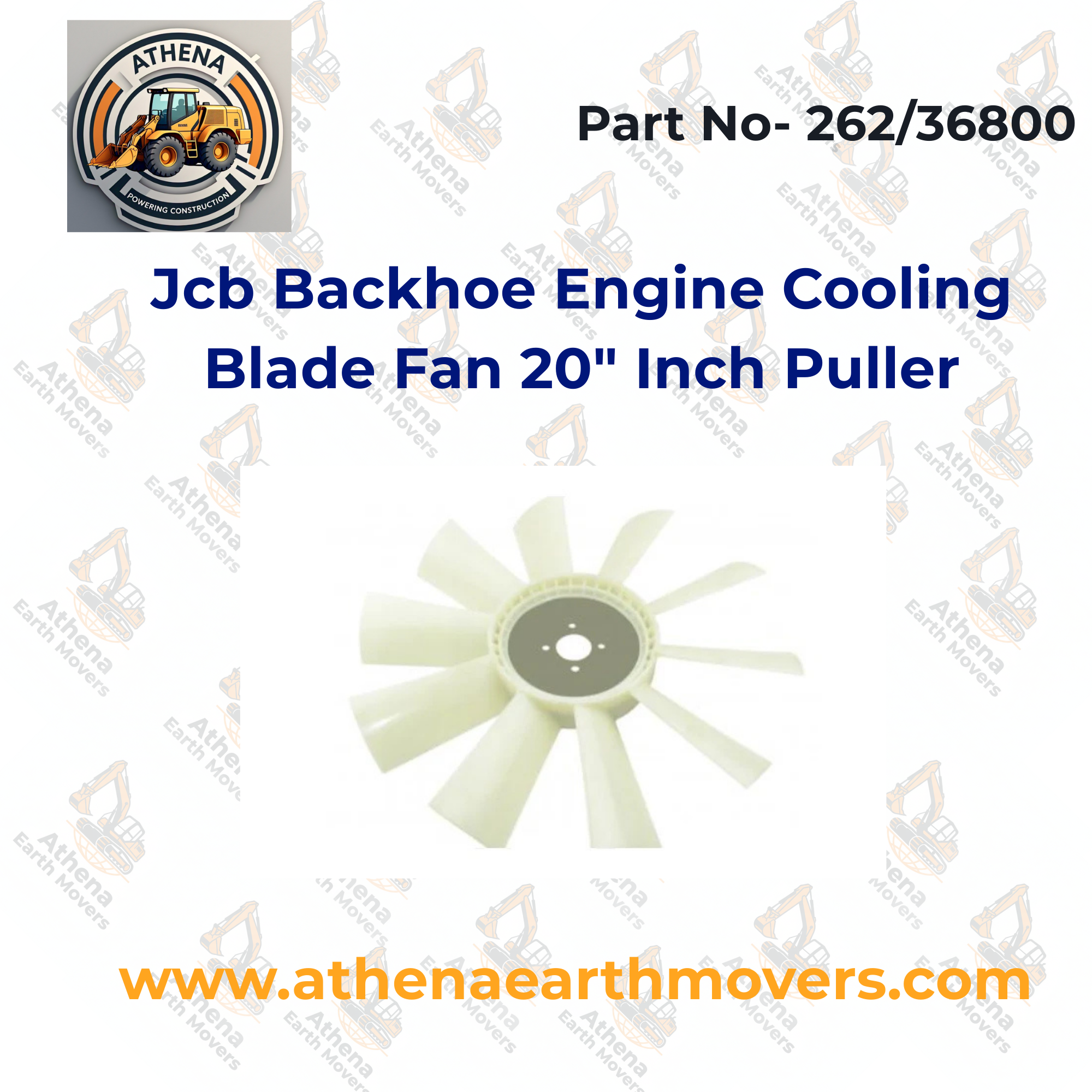 Jcb Backhoe Engine Cooling Blade Fan 20" Inch Puller (Part No. 262/36800)
