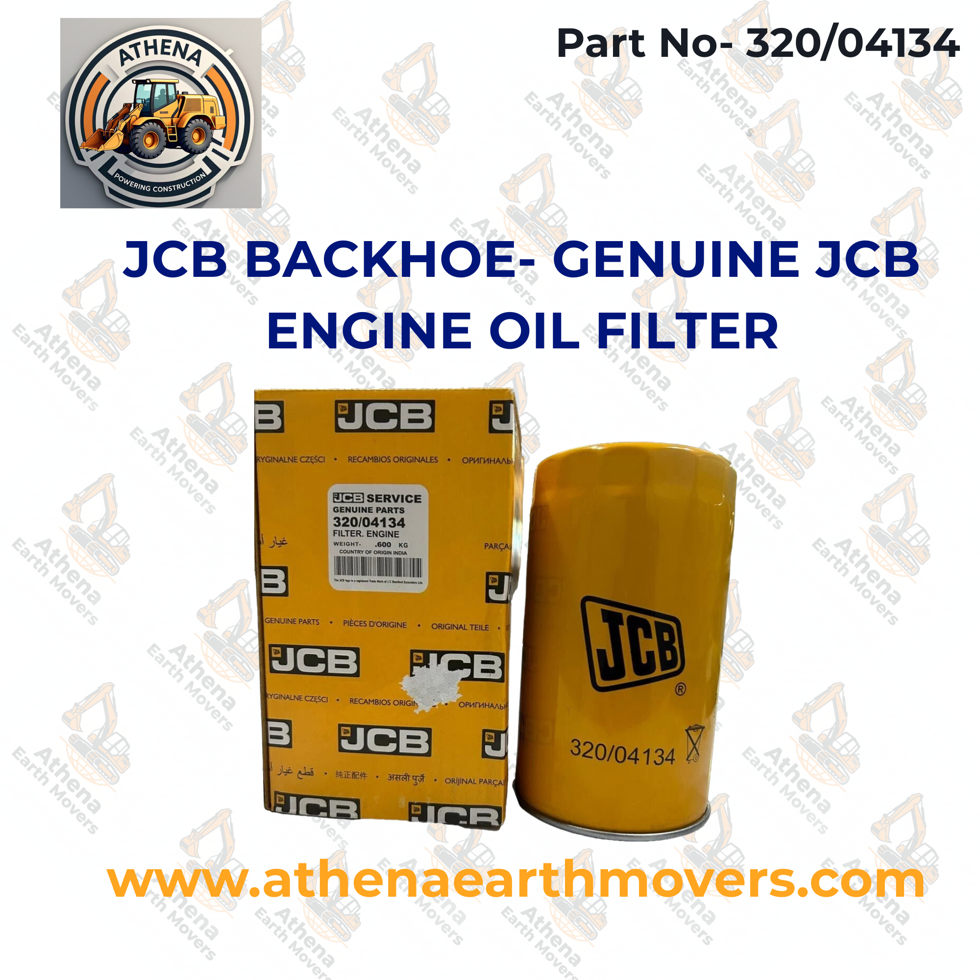 JCB BACKHOE- GENUINE JCB ENGINE OIL FILTER (PART NO. 320/04134)