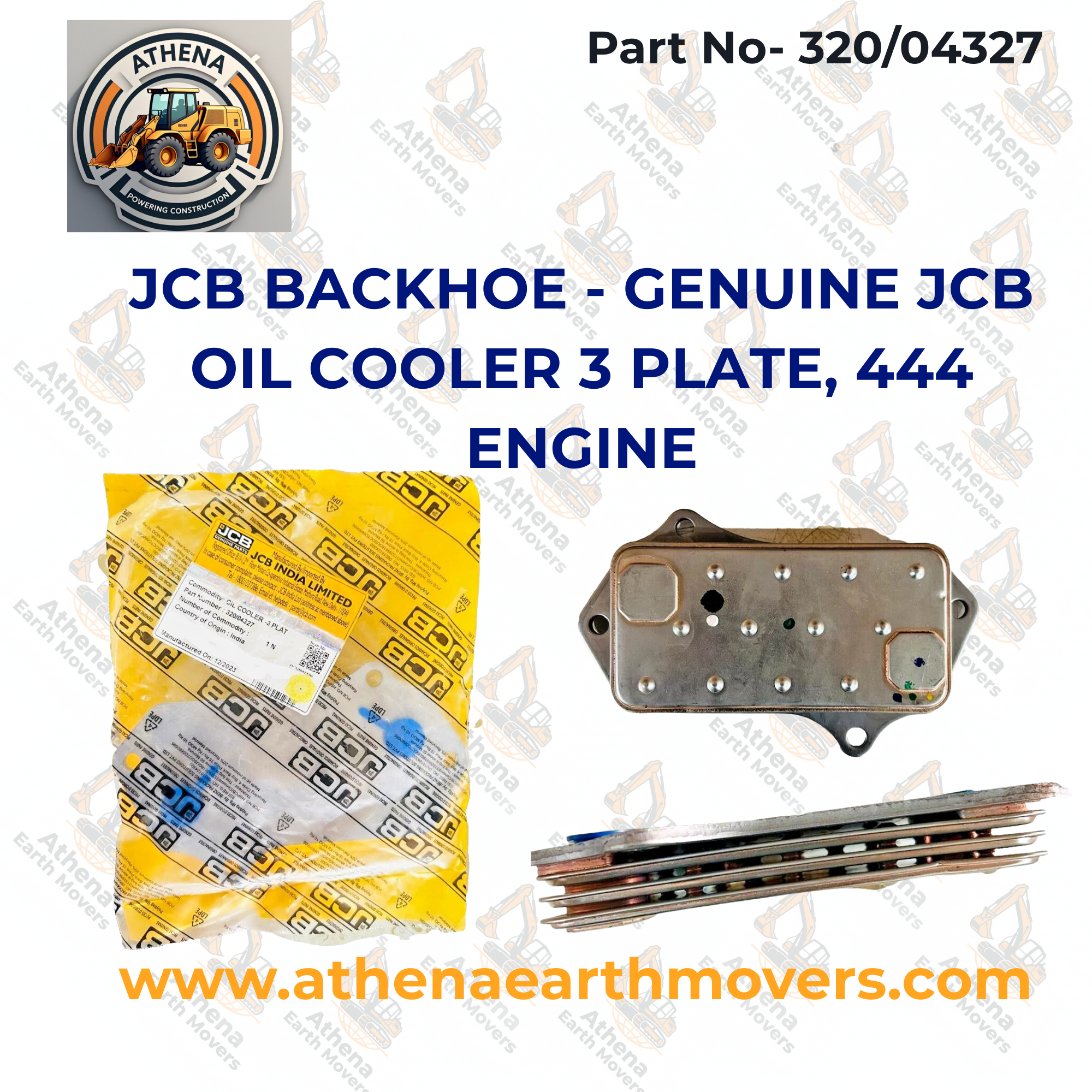 JCB BACKHOE - GENUINE JCB OIL COOLER 3 PLATE, 444 ENGINE (PART NO. 320/04327)