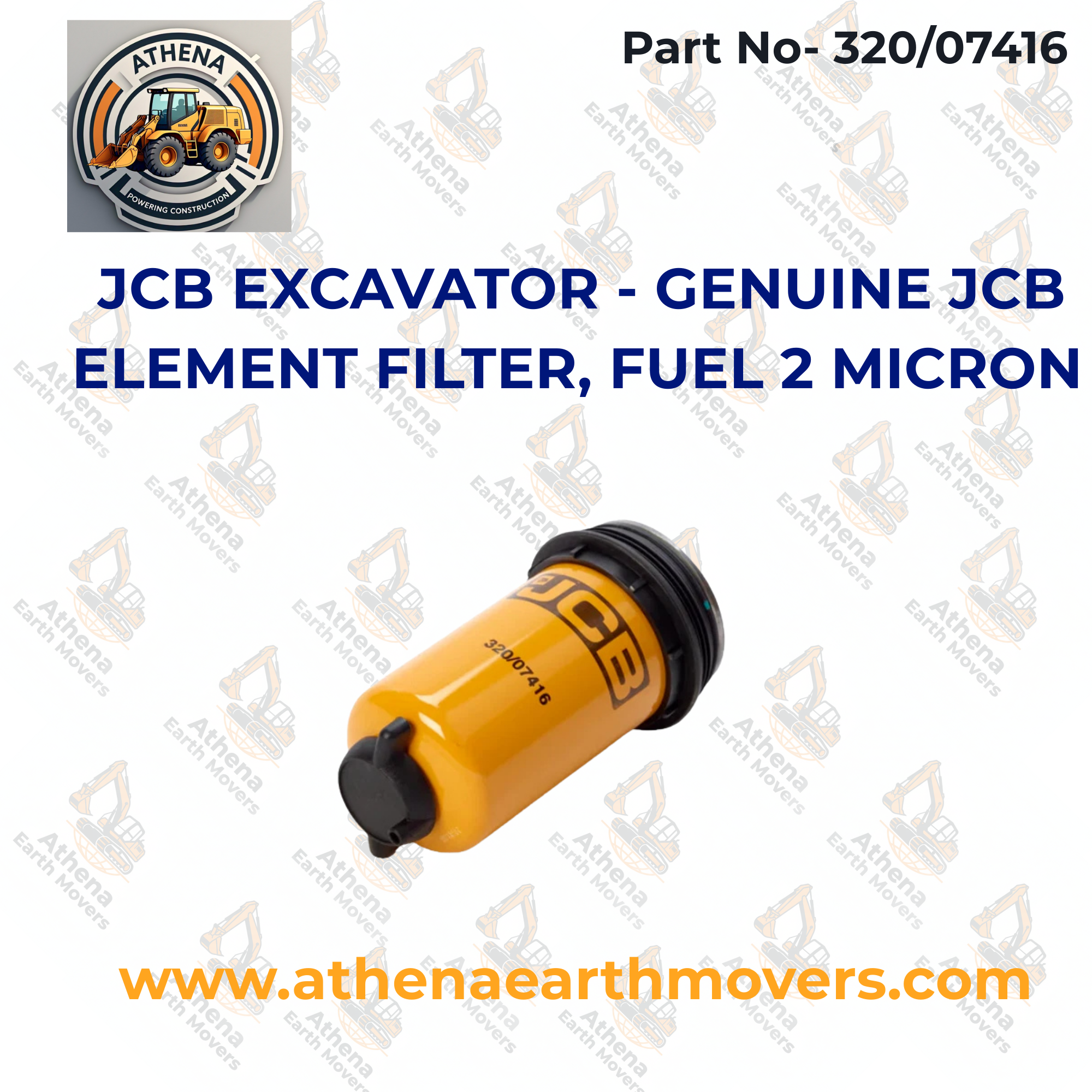 JCB EXCAVATOR - GENUINE JCB ELEMENT FILTER, FUEL 2 MICRON (PART NO. 320/07416)