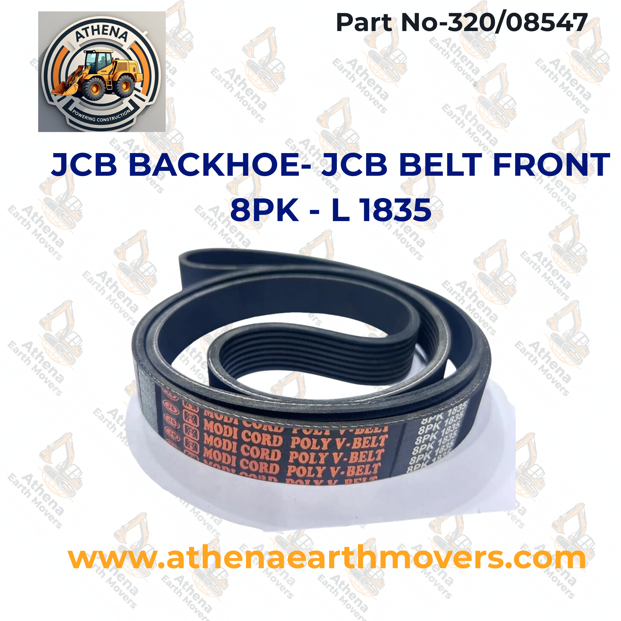 JCB BACKHOE- JCB BELT FRONT (PART NO. 320/08547) 8PK - L 1835
