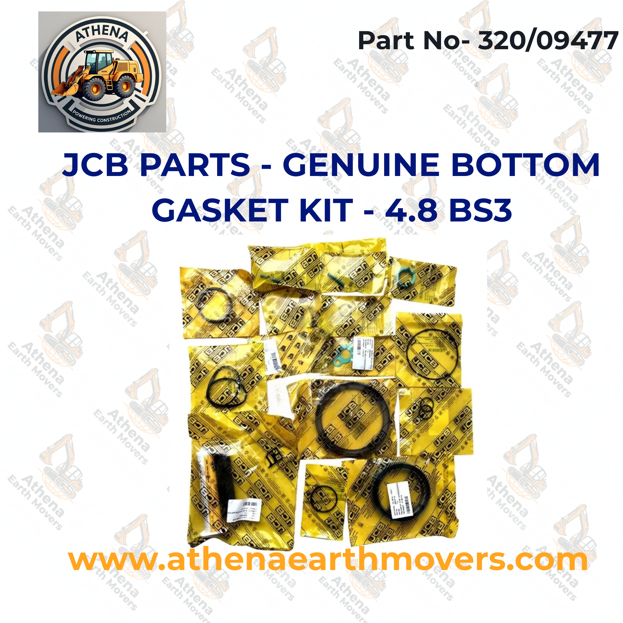 JCB PARTS - GENUINE BOTTOM GASKET KIT - 4.8 BS3 (PART NUMBER: 320/09477)