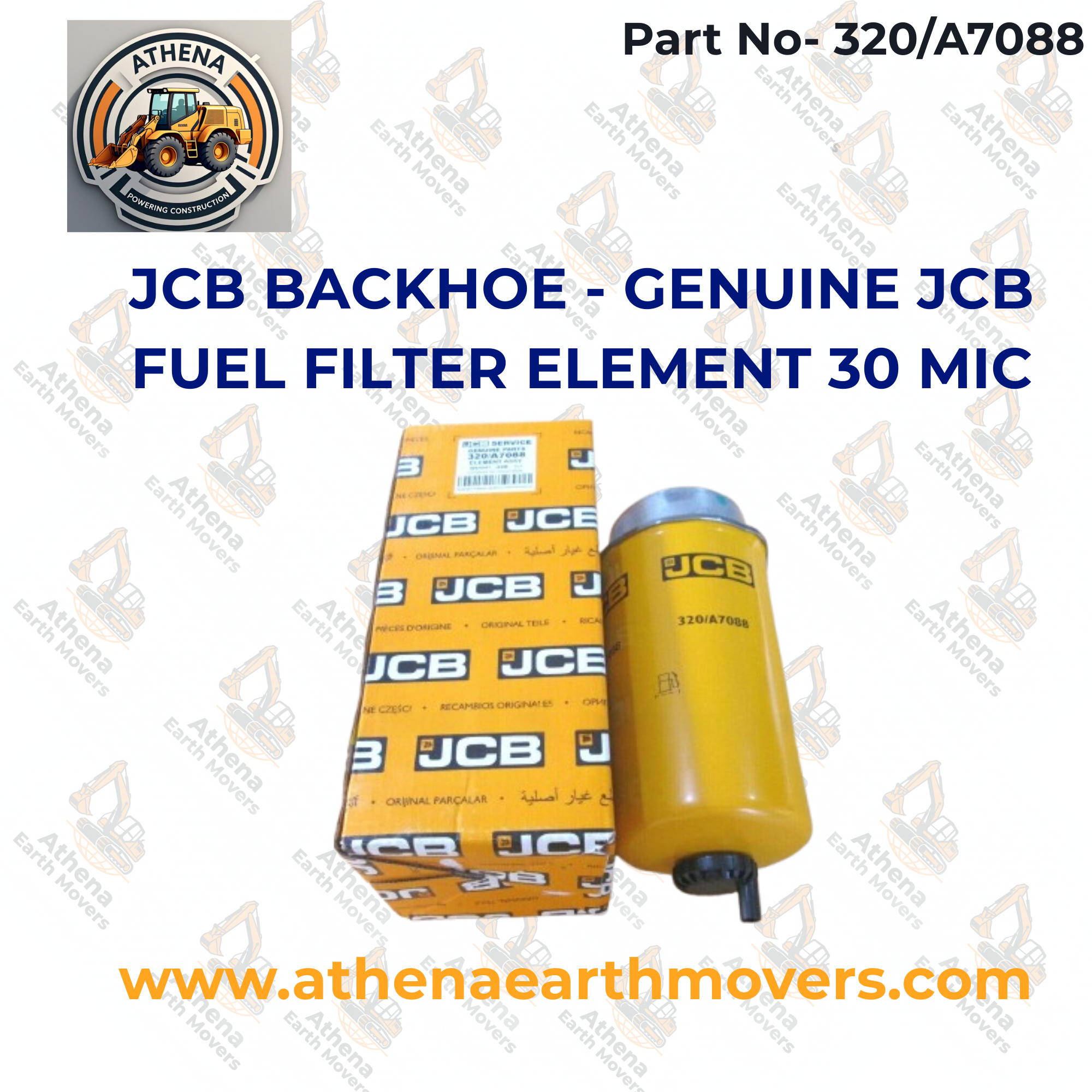 JCB BACKHOE - GENUINE JCB FUEL FILTER ELEMENT 30 MIC (PART NO. 320/A7088)