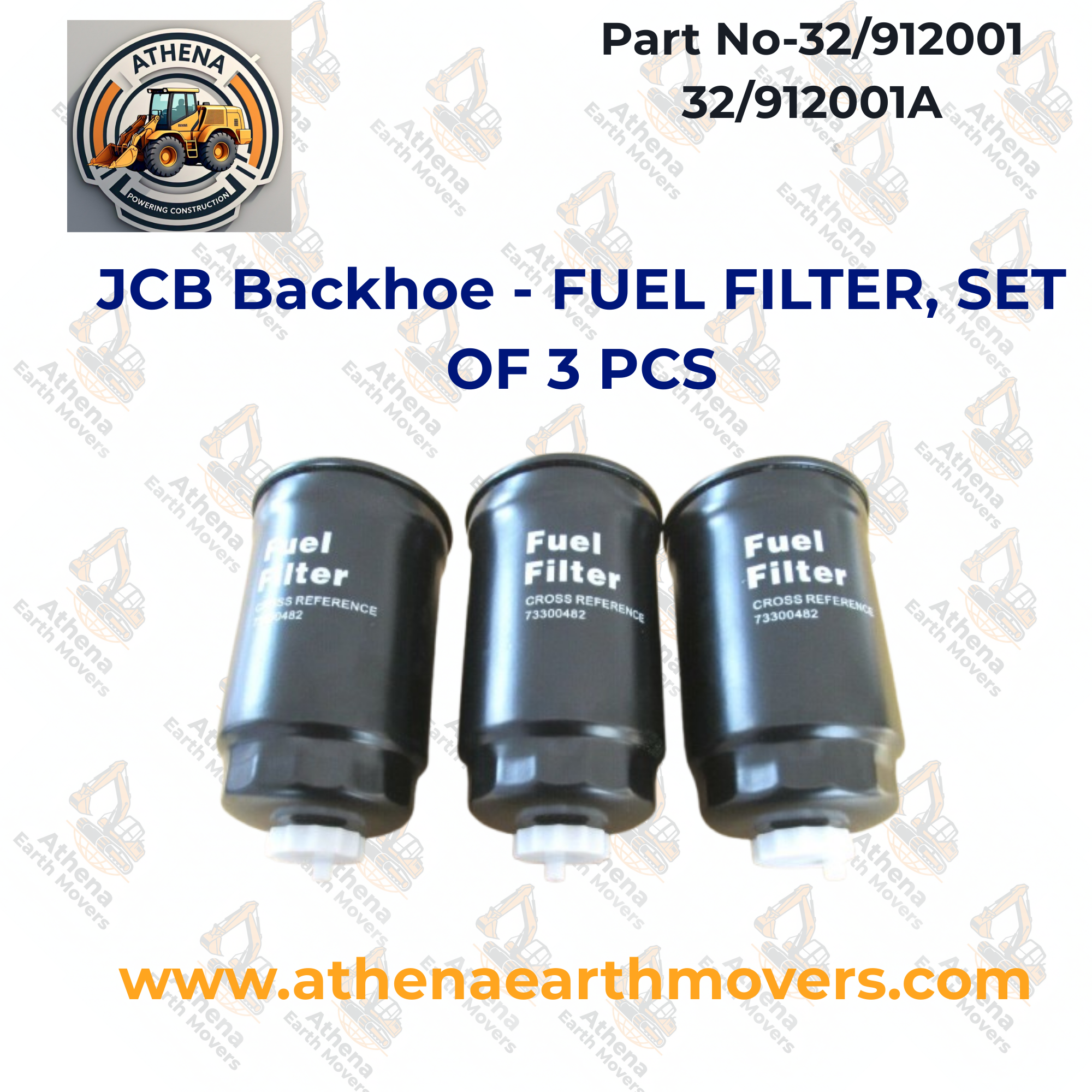 JCB Backhoe - FUEL FILTER, SET OF 3 PCS. (PART NO. 32/912001 32/912001A)