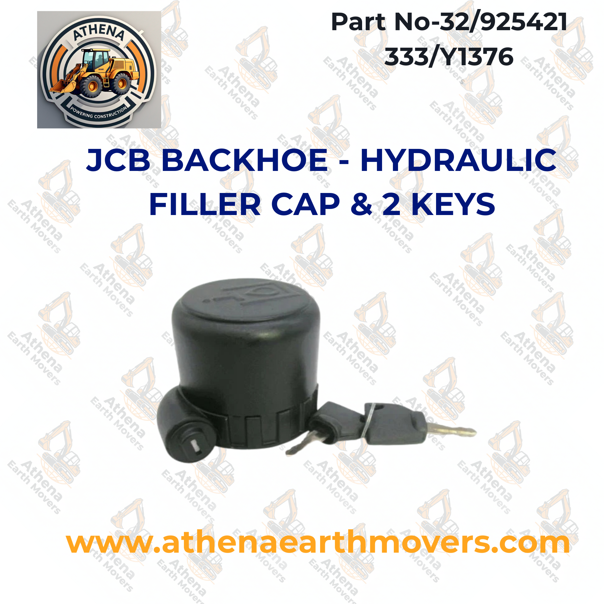 JCB BACKHOE - HYDRAULIC FILLER CAP & 2 KEYS (PART NO. 32/925421 333/Y1376)
