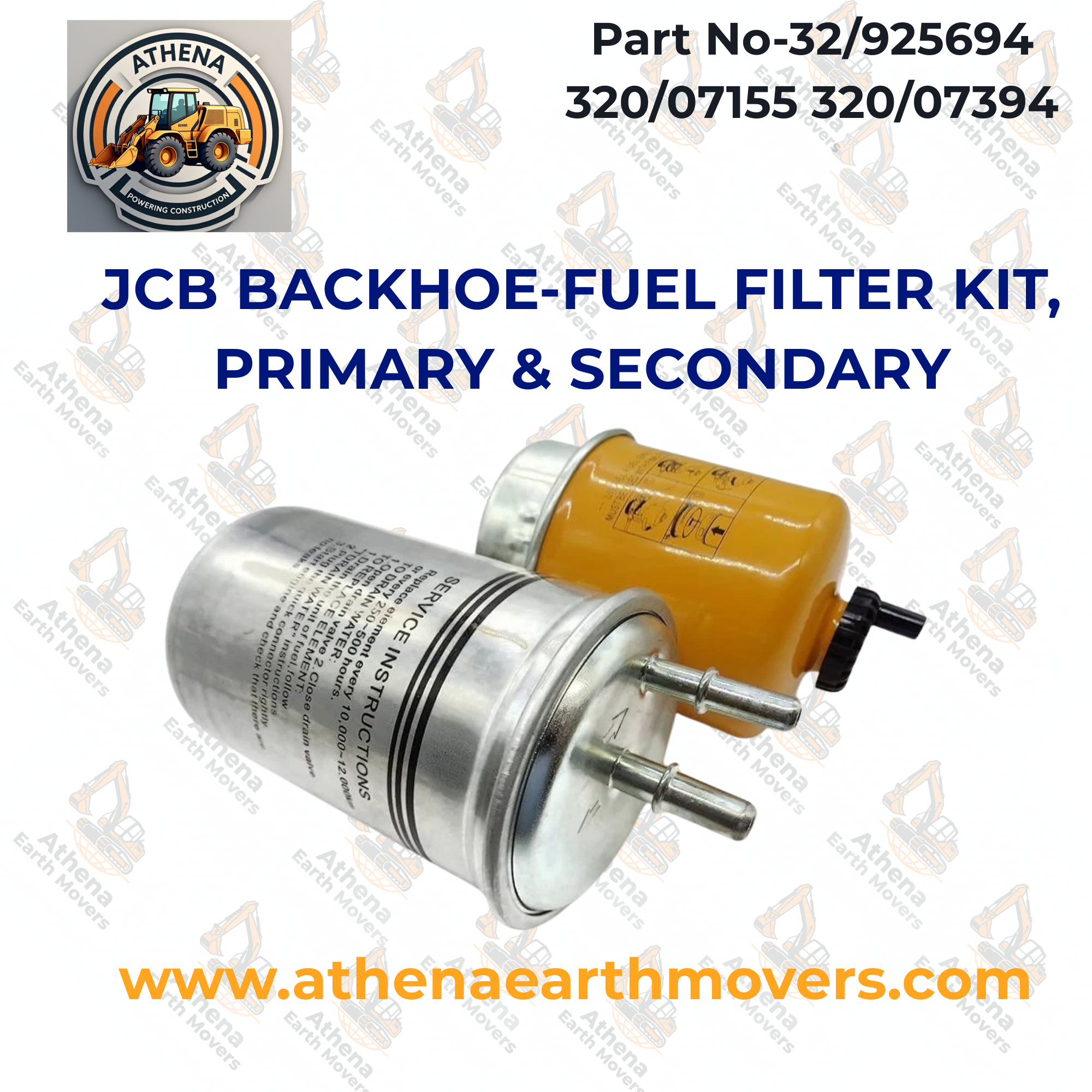 JCB BACKHOE-FUEL FILTER KIT, PRIMARY & SECONDARY (32/925694 320/07155 320/07394)