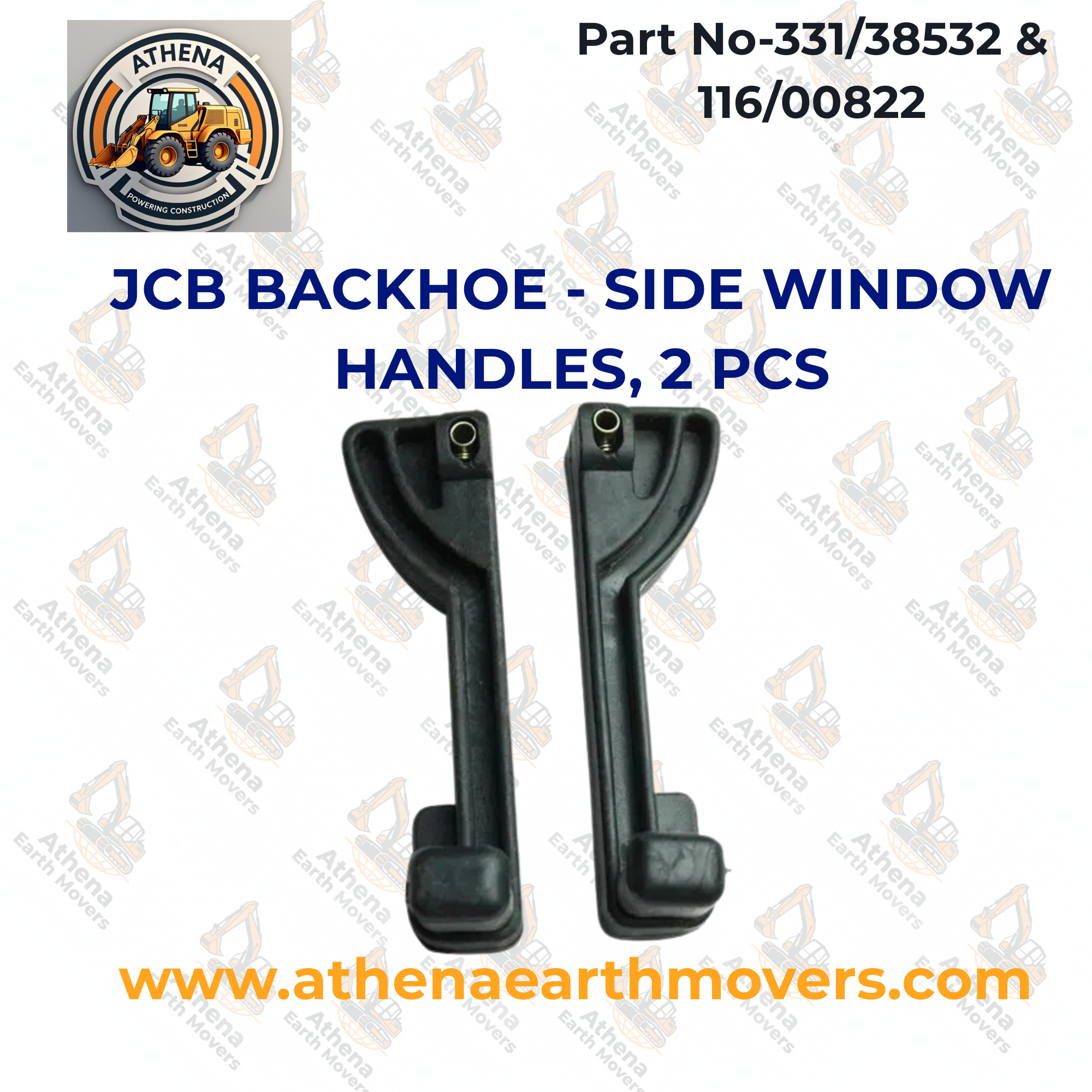 JCB BACKHOE - SIDE WINDOW HANDLES, 2 PCS. (PART NO. 331/38532 & 116/00822)