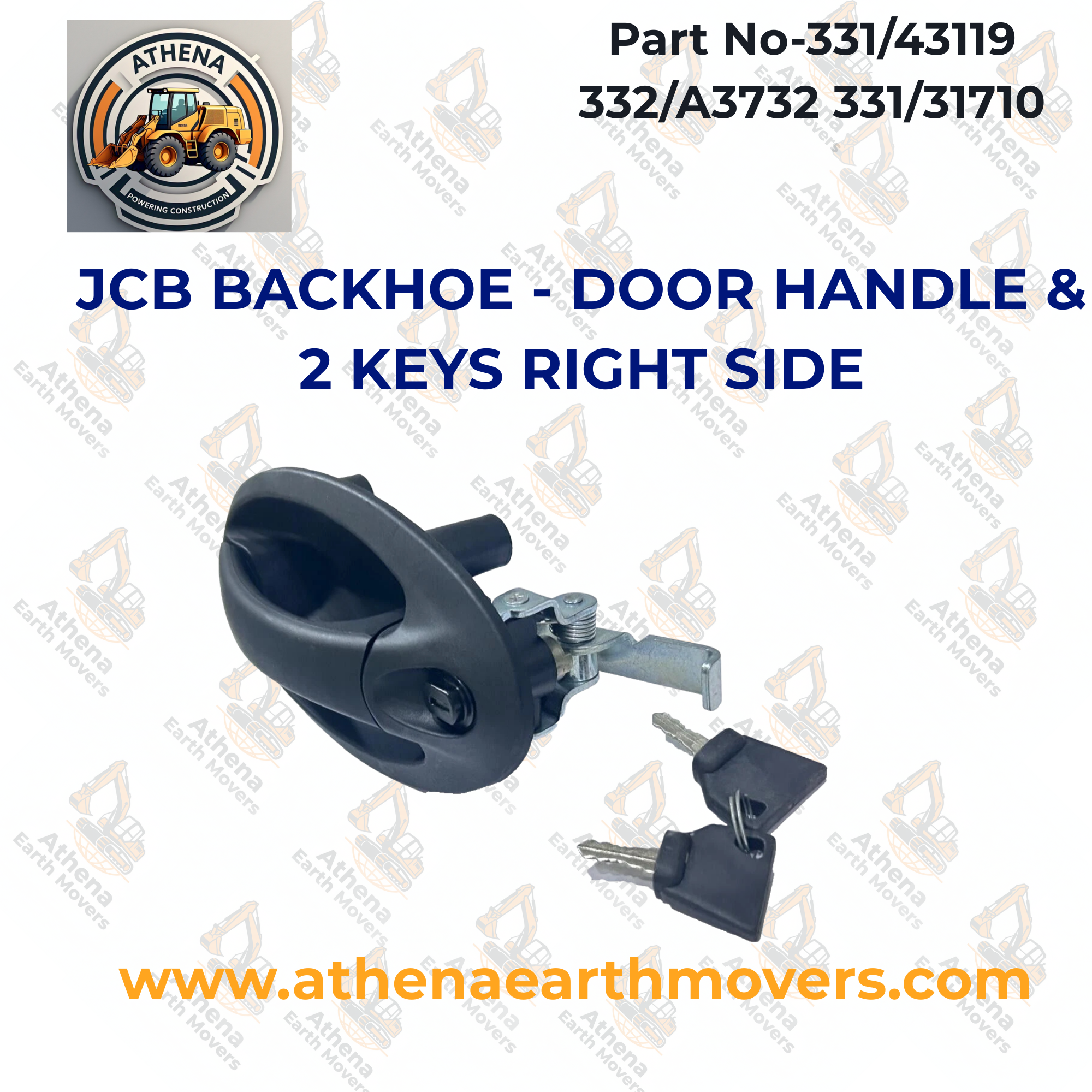 JCB BACKHOE - DOOR HANDLE & 2 KEYS RIGHT SIDE (PART NO. 331/43119 332/A3732 331/31710)
