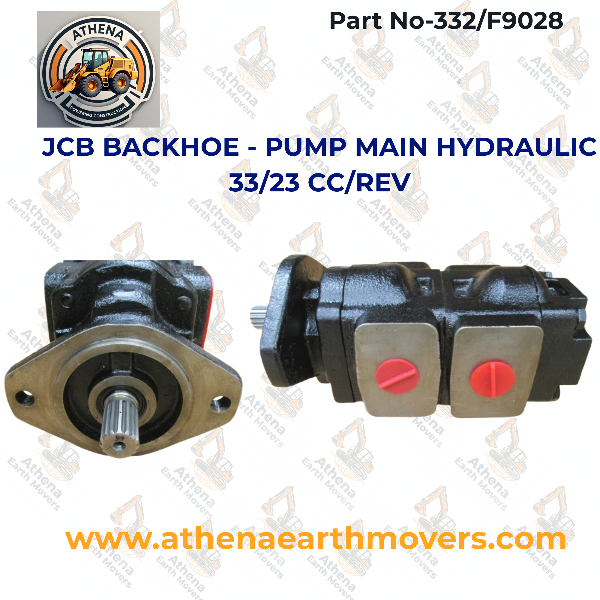 JCB BACKHOE - PUMP MAIN HYDRAULIC 33/23 CC/REV (PART NO. 332/F9028)