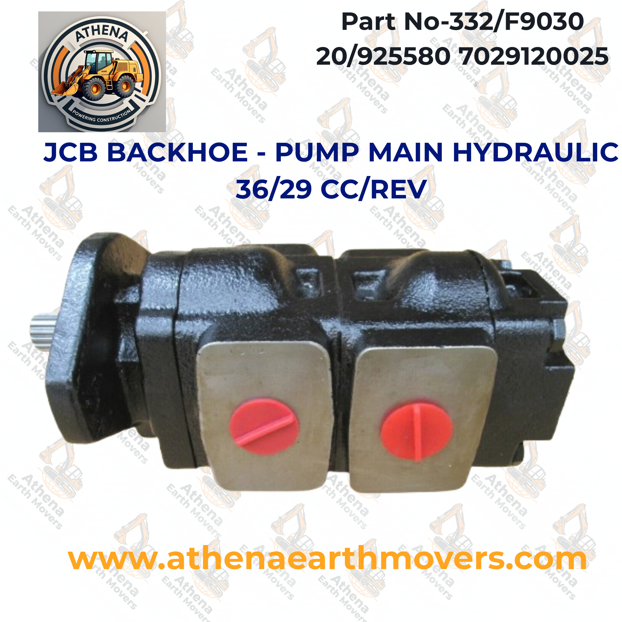 JCB BACKHOE - PUMP MAIN HYDRAULIC 36/29 CC/REV (PART NO. 332/F9030 20/925580 7029120025)