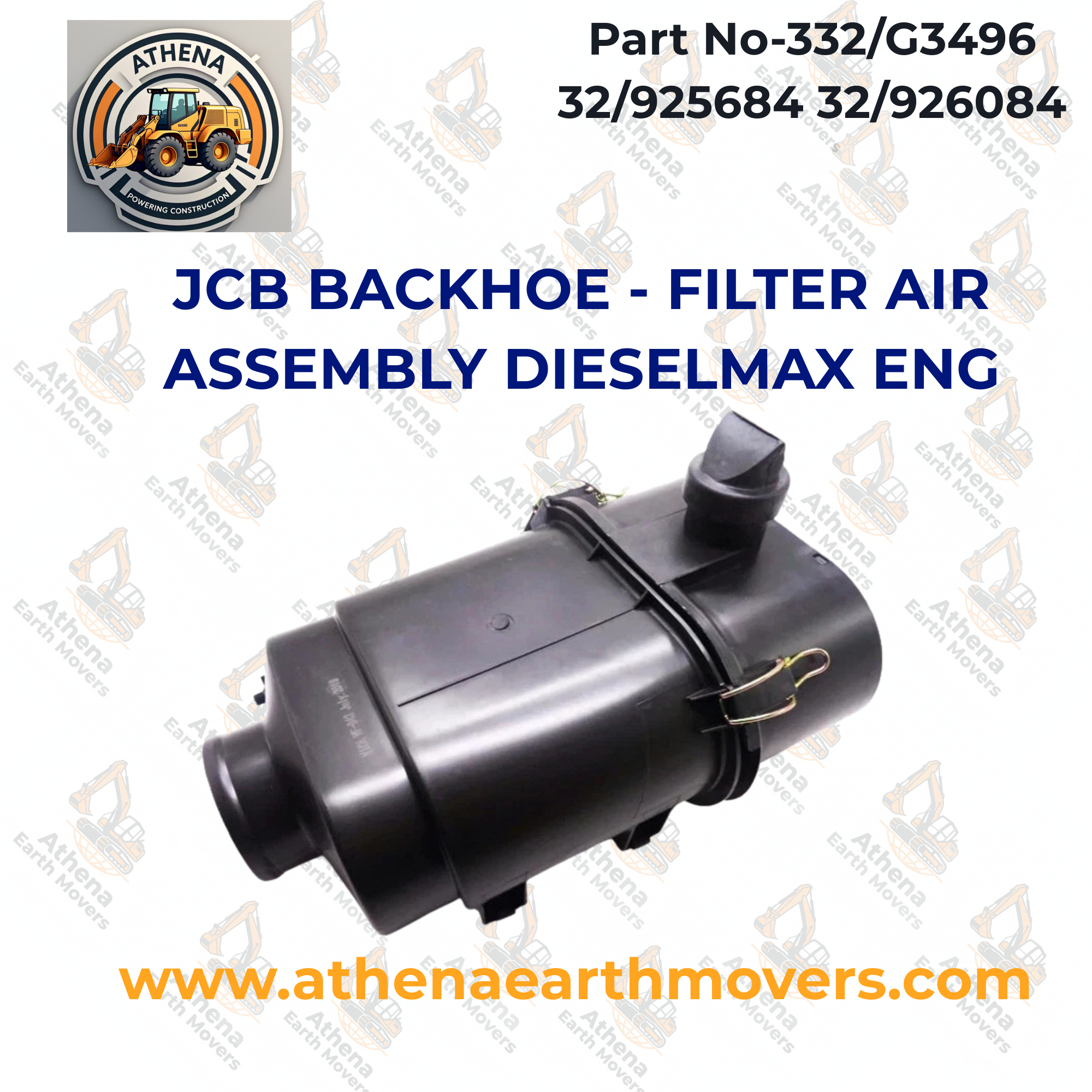 JCB BACKHOE - FILTER AIR ASSEMBLY DIESELMAX ENG. (332/G3496 32/925684 32/926084)