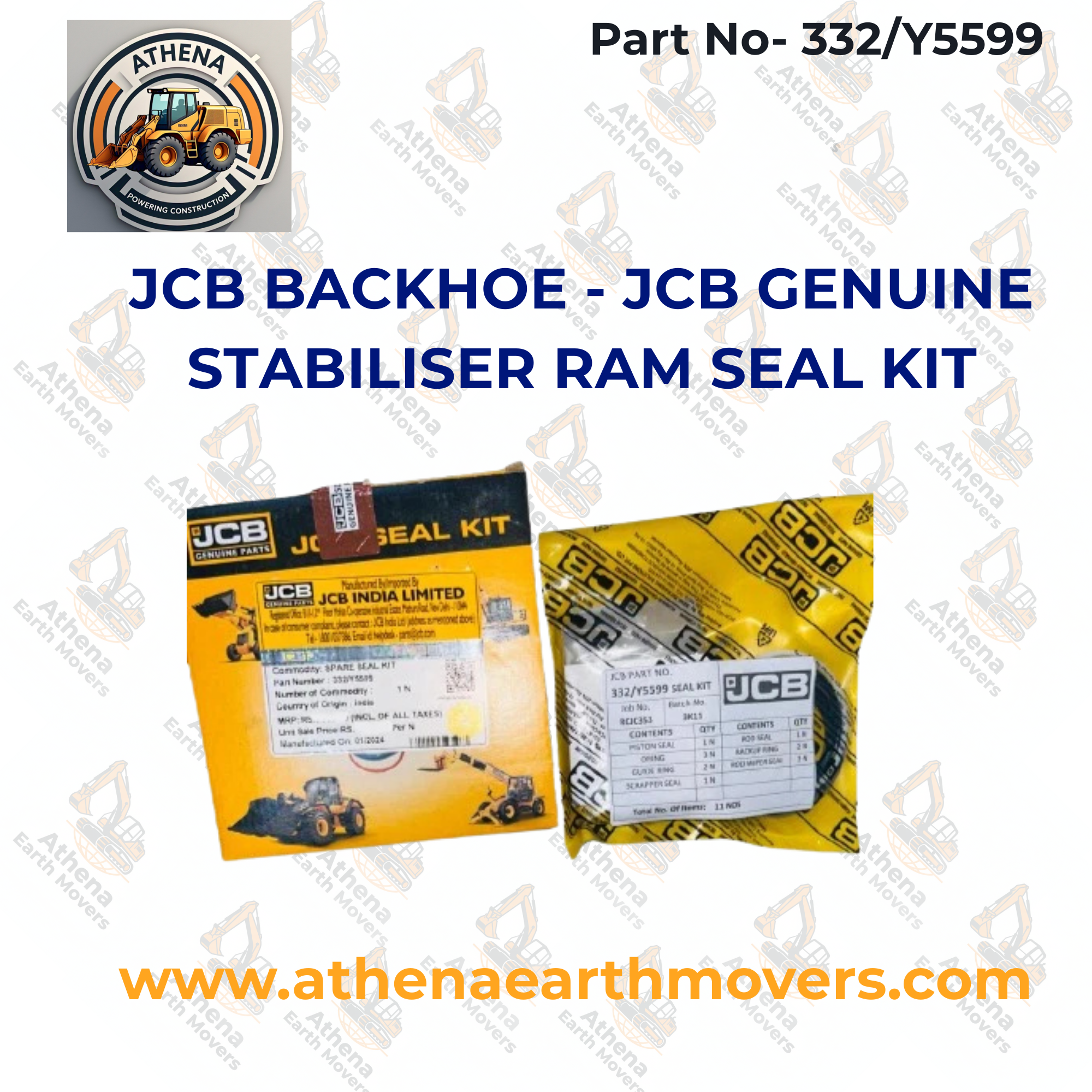 JCB BACKHOE - JCB GENUINE STABILISER RAM SEAL KIT - (PART NO. 332/Y5599)