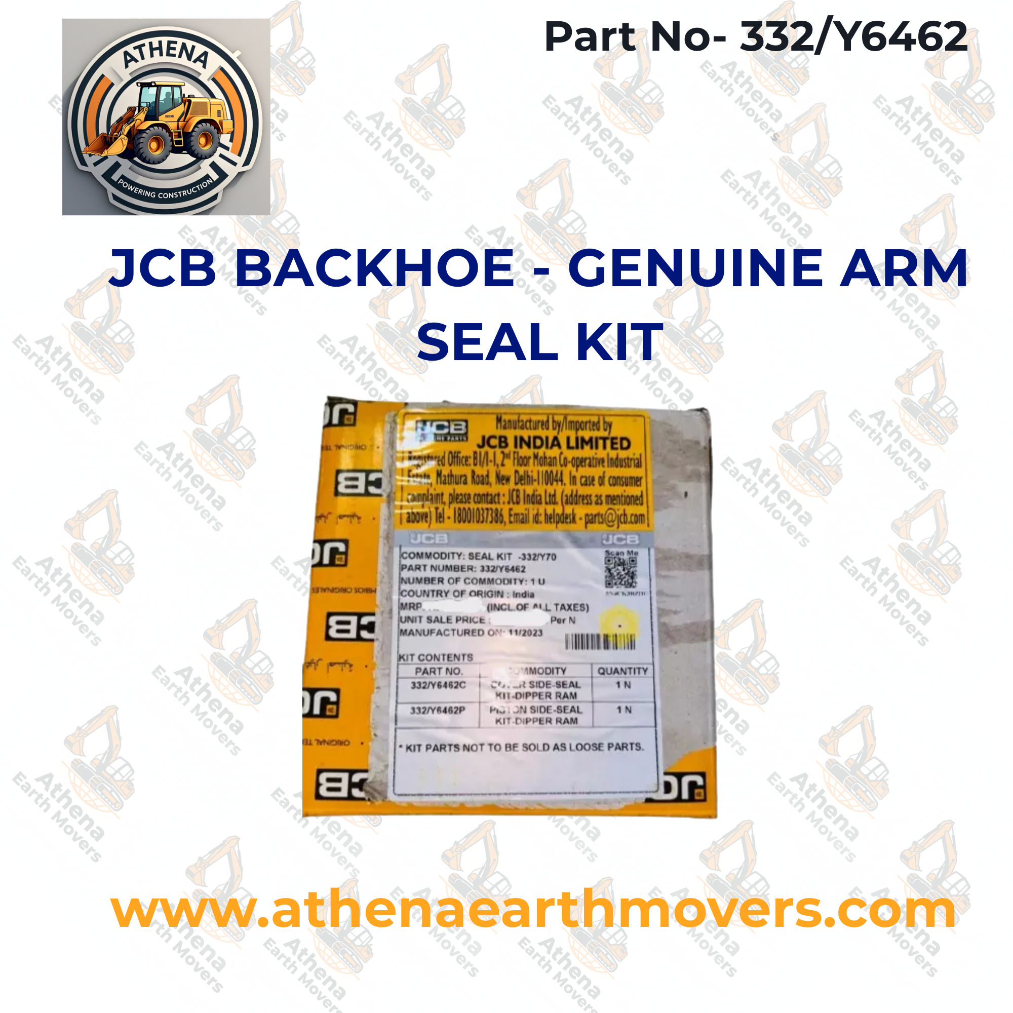 JCB BACKHOE - GENUINE ARM SEAL KIT (PART NO. 332/Y6462)