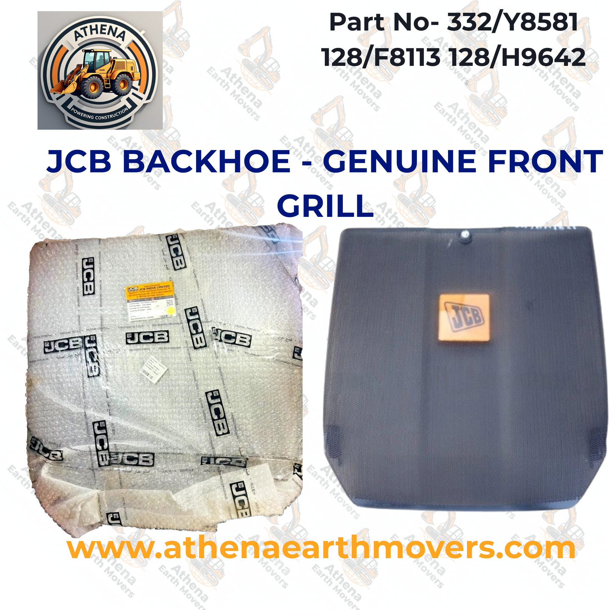 JCB BACKHOE - GENUINE FRONT GRILL (PART NO. 332/Y8581 128/F8113 128/H9642)