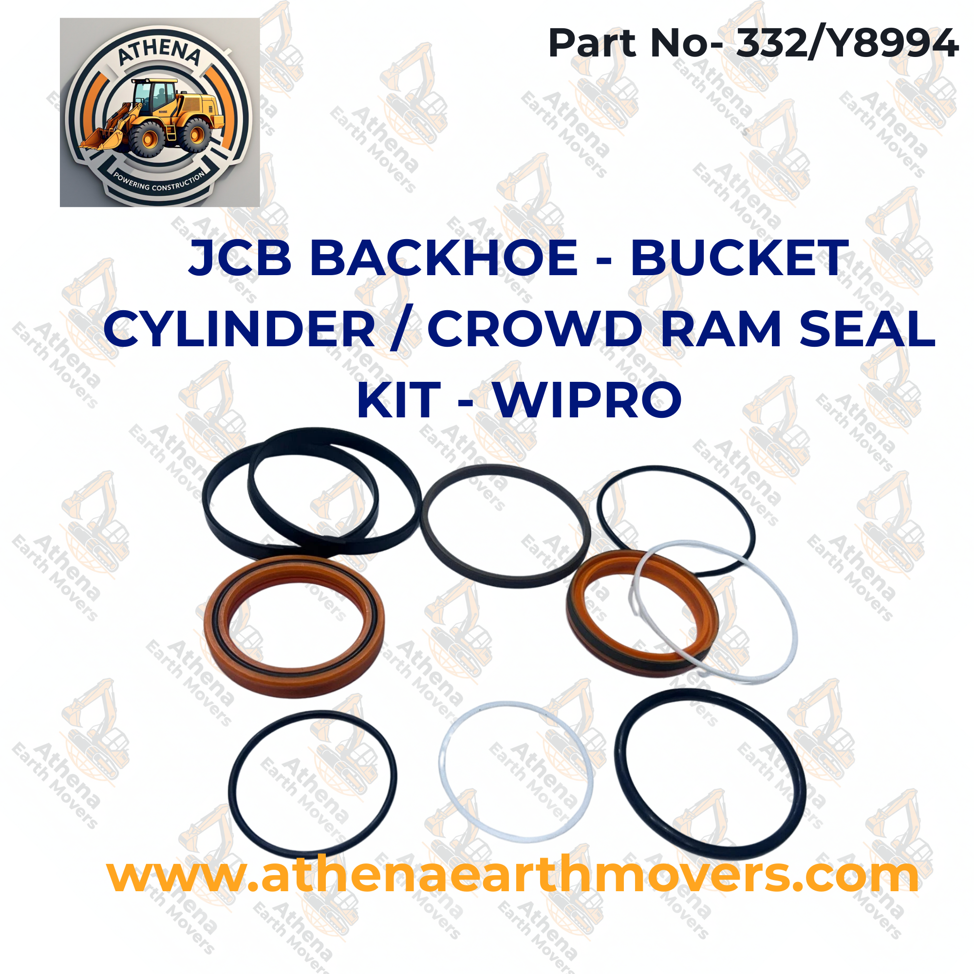 JCB BACKHOE - BUCKET CYLINDER / CROWD RAM SEAL KIT - WIPRO (PART NO. 332/Y8994)