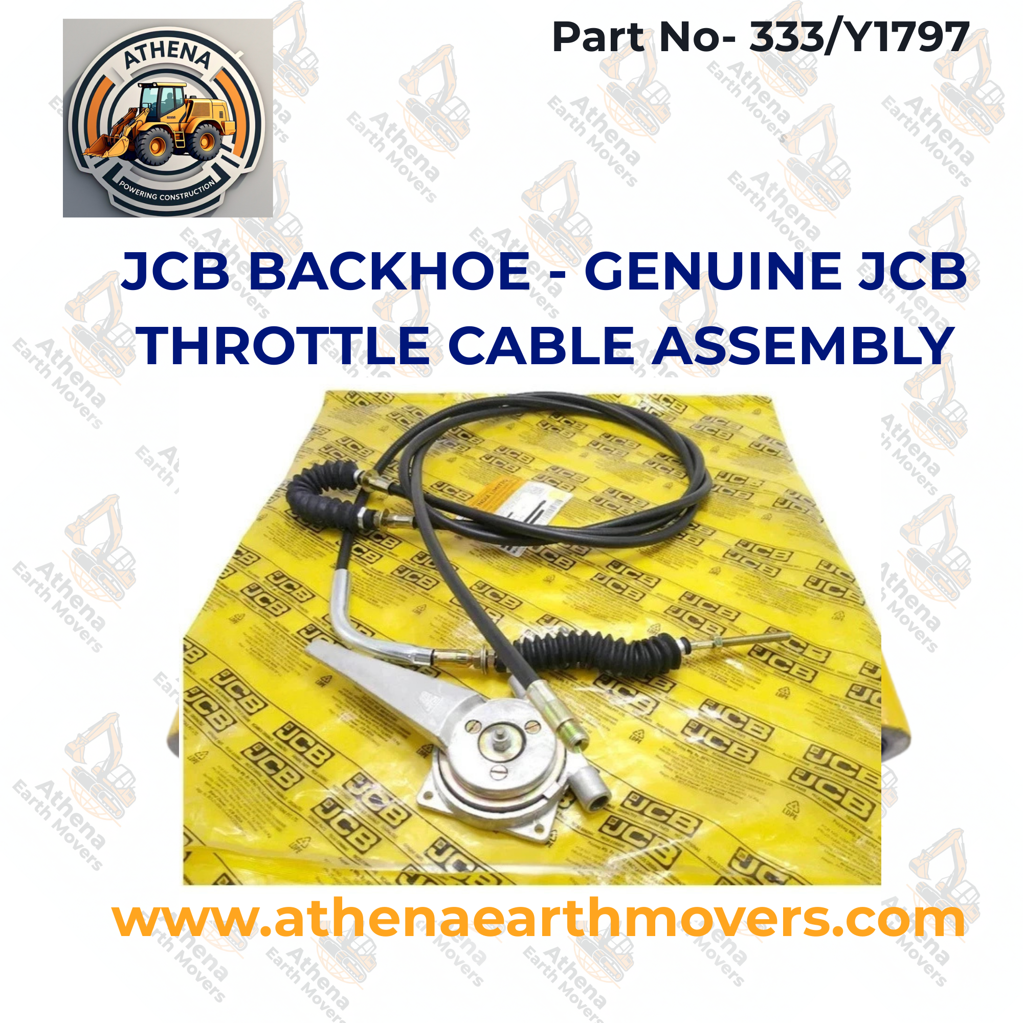 JCB BACKHOE - GENUINE JCB THROTTLE CABLE ASSEMBLY (PART NO. 333/Y1797)