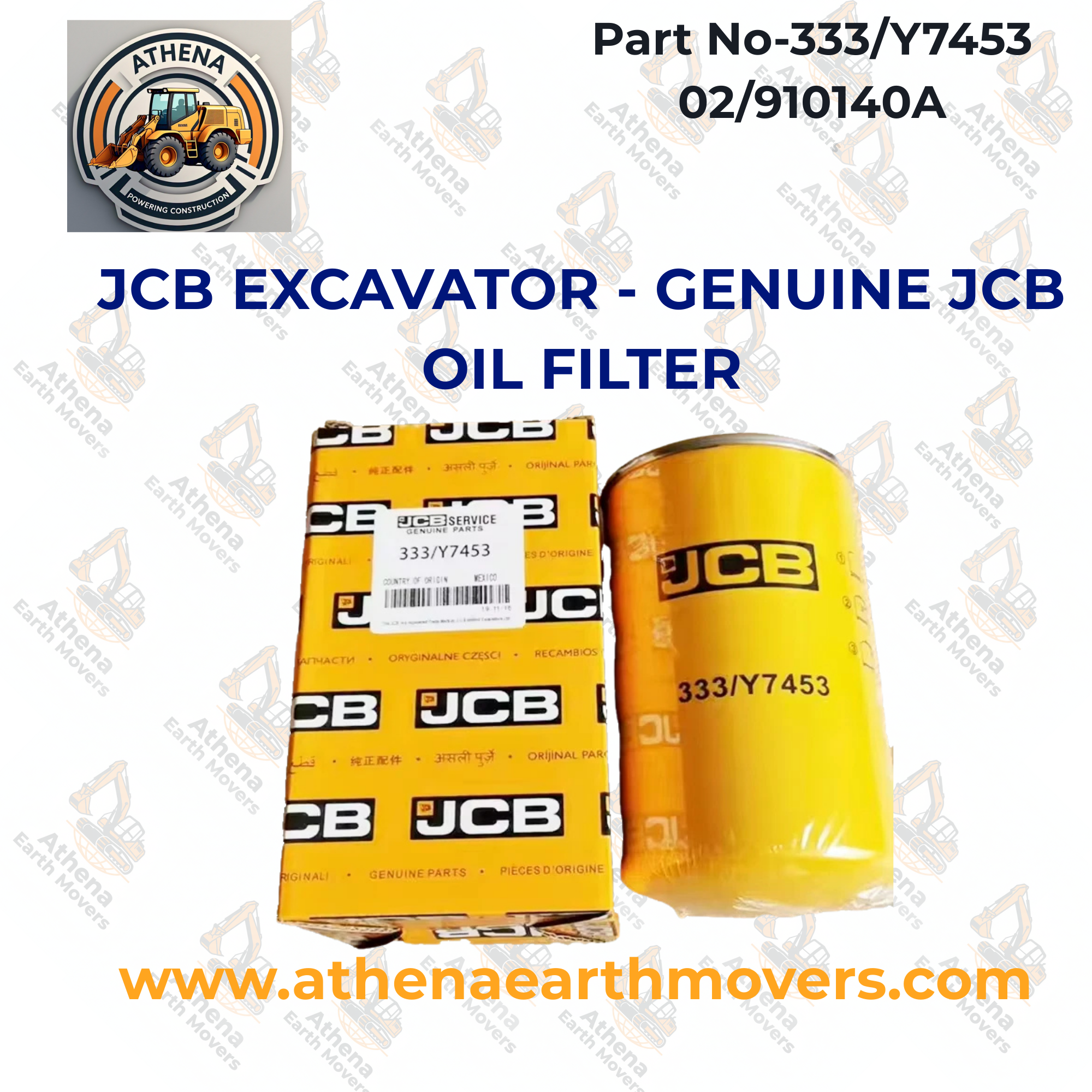 JCB EXCAVATOR - GENUINE JCB OIL FILTER (PART NUMBER: 333/Y7453 02/910140A)