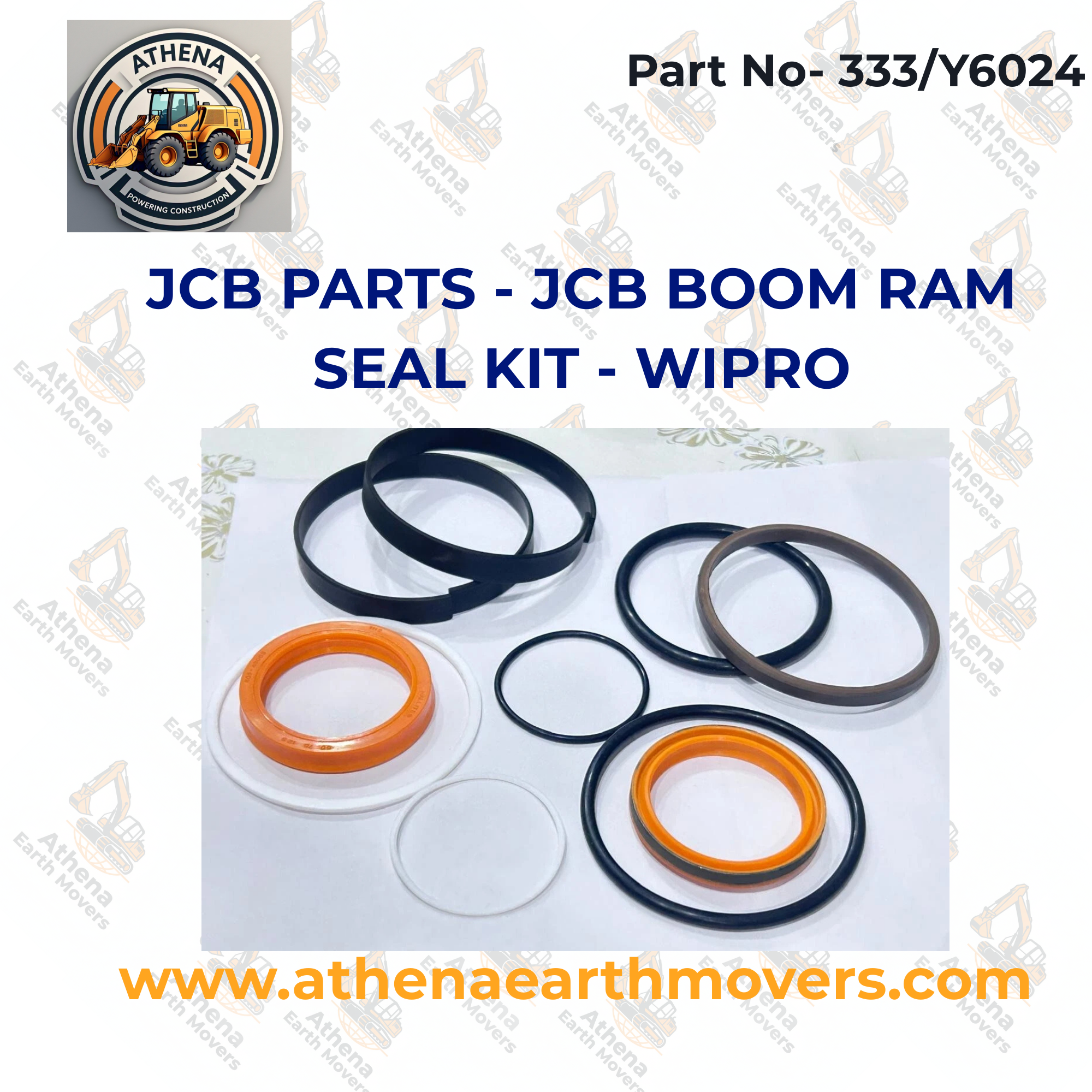 JCB PARTS - JCB BOOM RAM SEAL KIT - WIPRO (PART NUMBER: 333/Y6024)