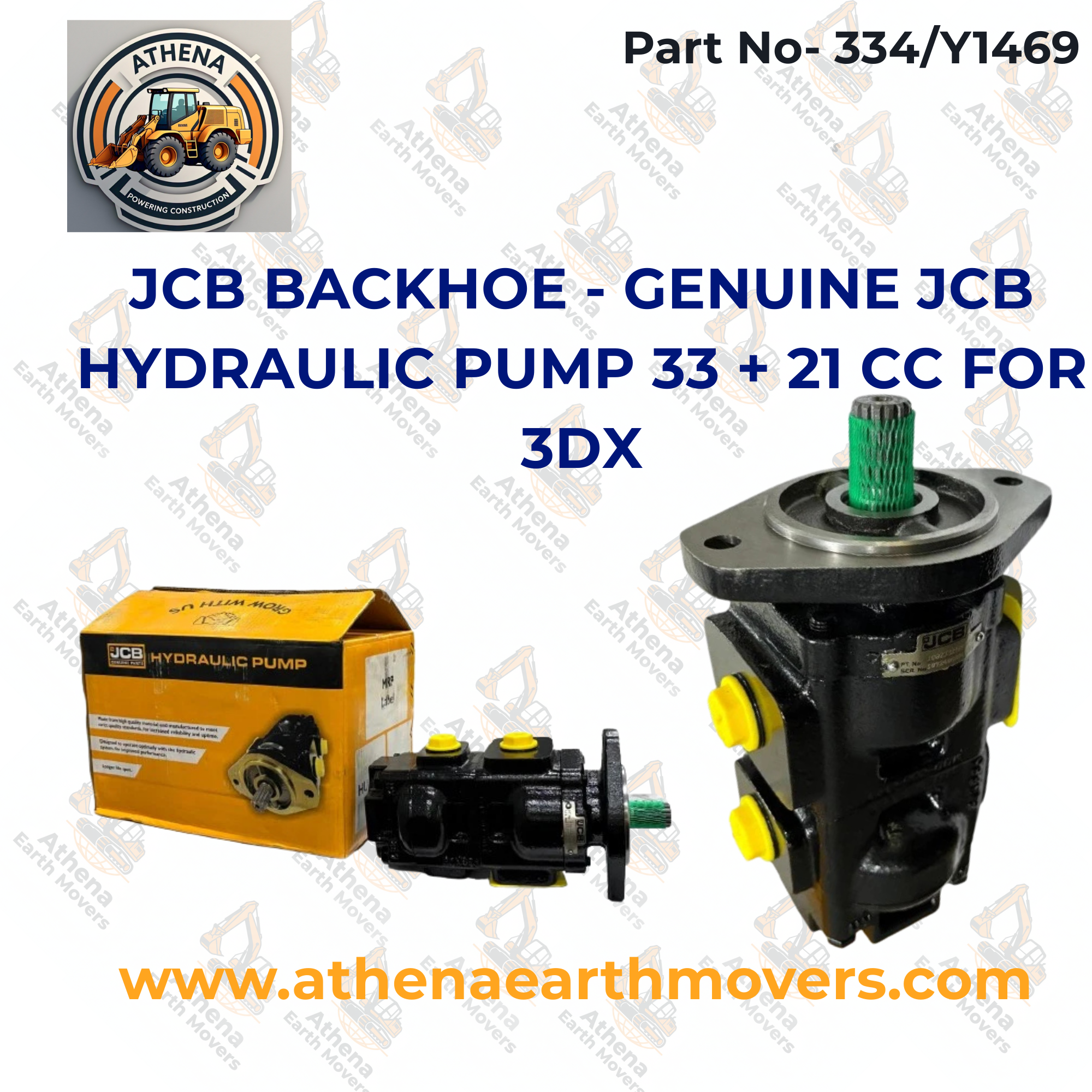 JCB BACKHOE - GENUINE JCB HYDRAULIC PUMP 33 + 21 CC FOR 3DX (PART NO. 334/Y1469)