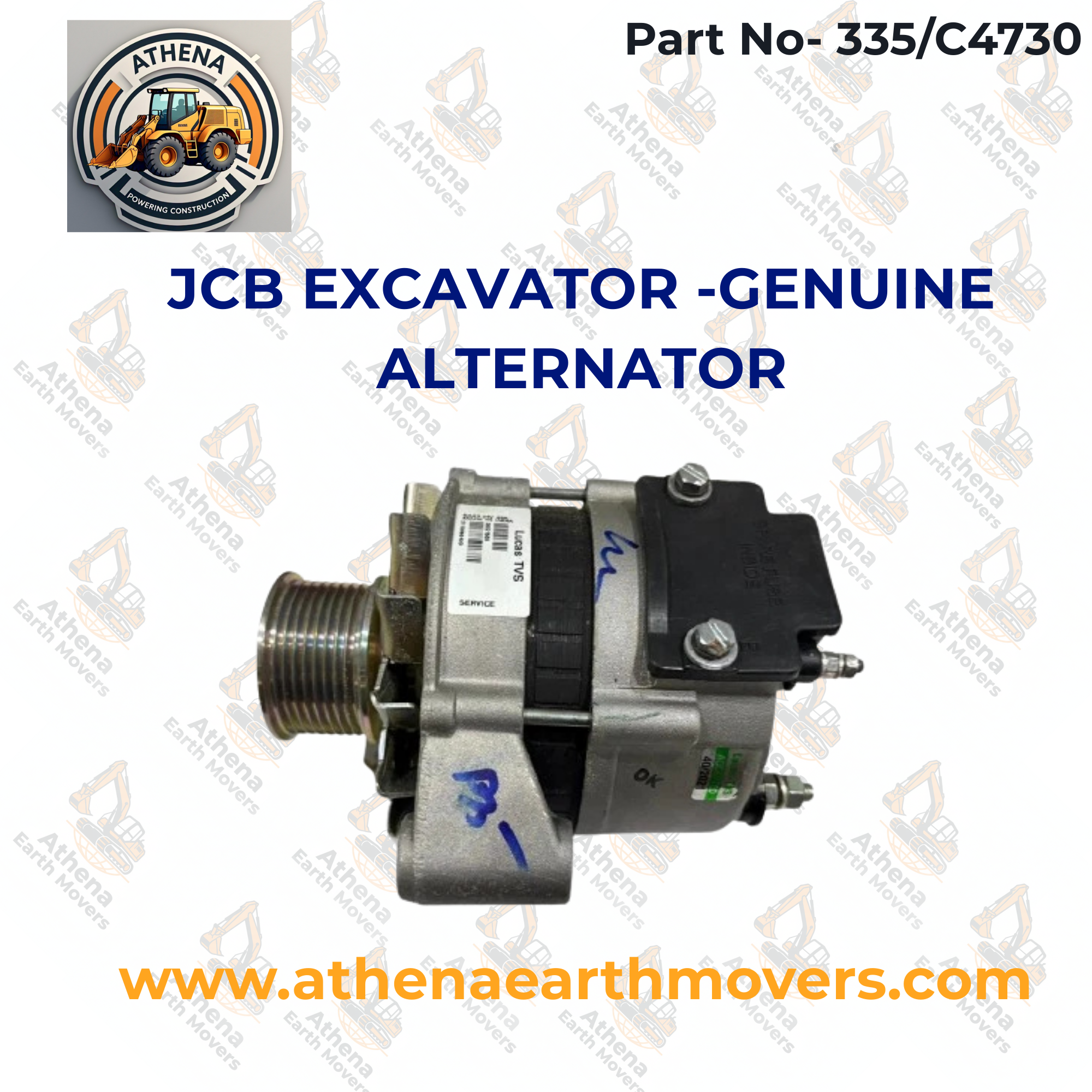 JCB EXCAVATOR -GENUINE ALTERNATOR- PART CODE 335/C4730