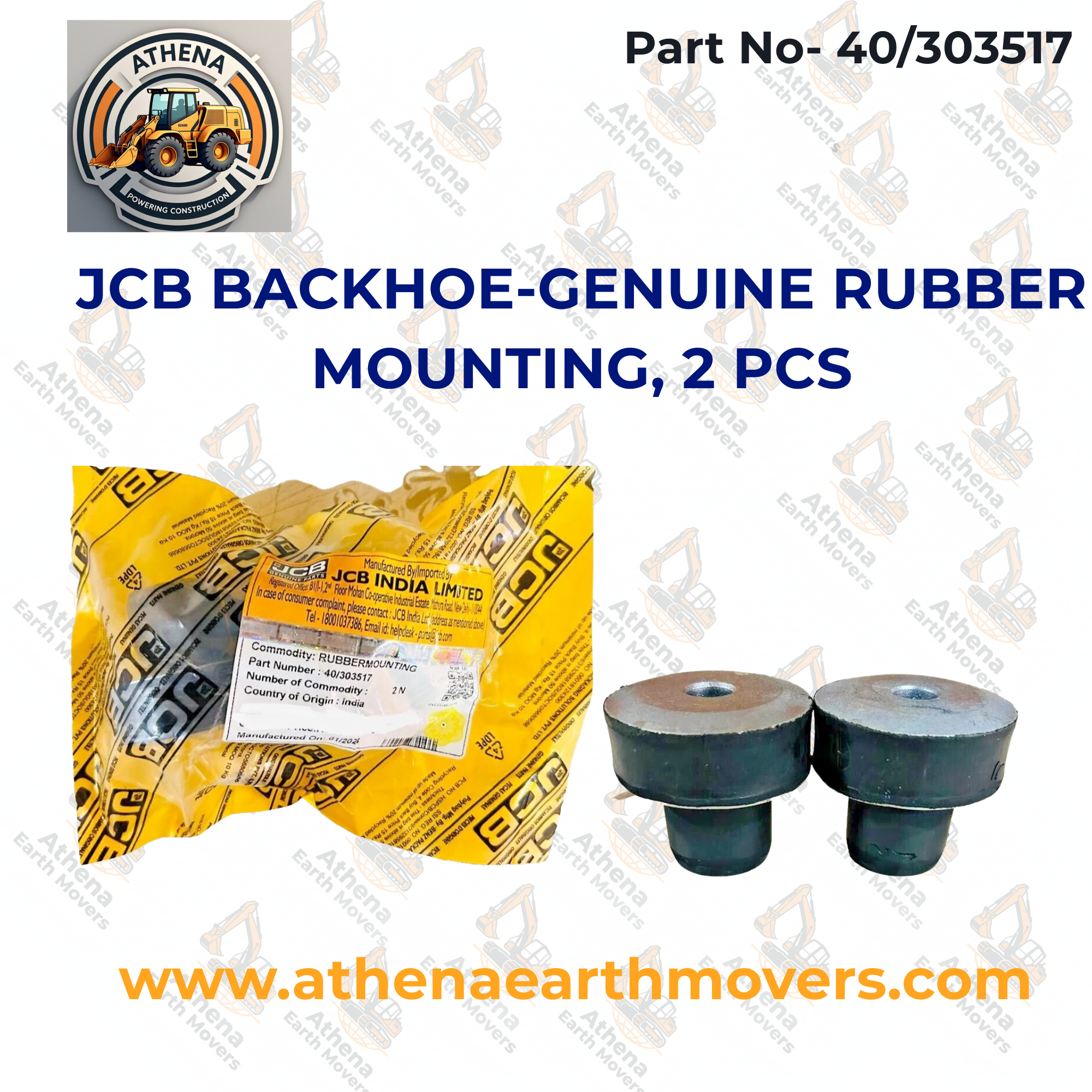 JCB BACKHOE-GENUINE RUBBER MOUNTING, 2 PCS. (PART NUMBER: 40/303517)