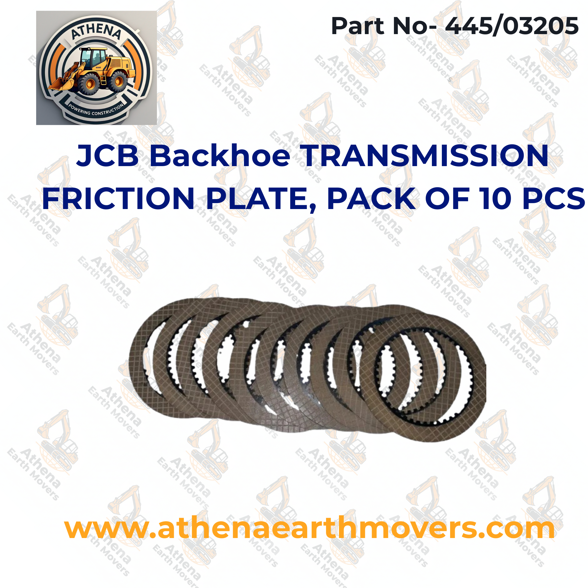 JCB Backhoe TRANSMISSION FRICTION PLATE, PACK OF 10 PCS (PART NO. 445/03205)