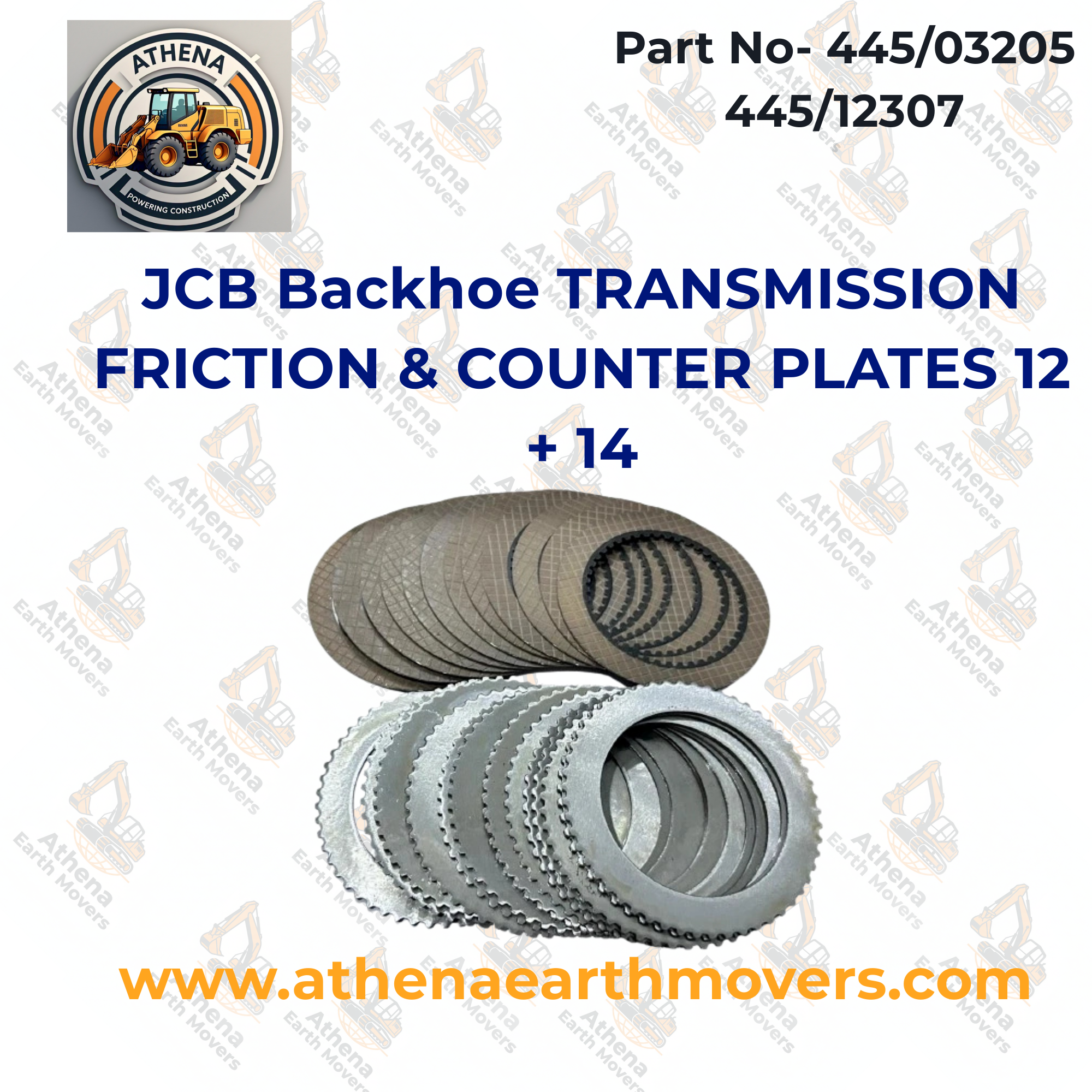JCB Backhoe TRANSMISSION FRICTION & COUNTER PLATES 12 + 14 (445/03205 445/12307)