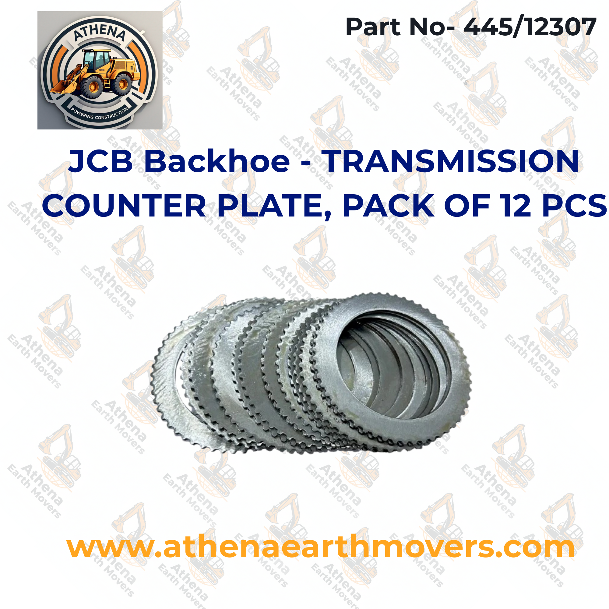 JCB Backhoe - TRANSMISSION COUNTER PLATE, PACK OF 12 PCS (PART NO. 445/12307)