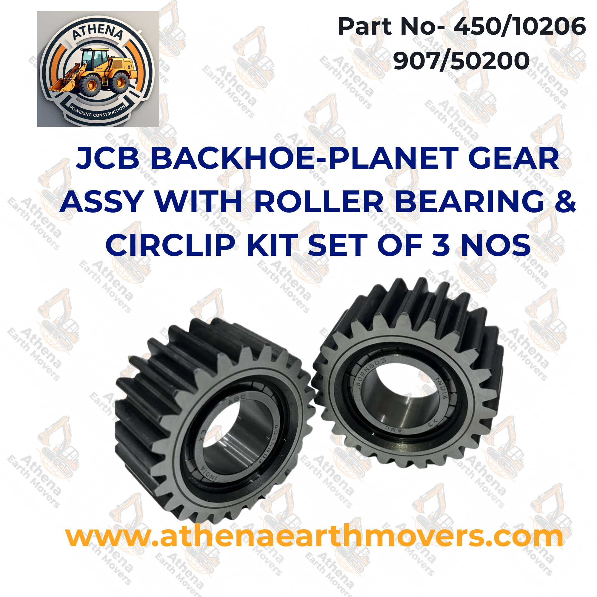 JCB BACKHOE-PLANET GEAR ASSY WITH ROLLER BEARING & CIRCLIP KIT (450/10206 907/50200) SET OF 3 NOS