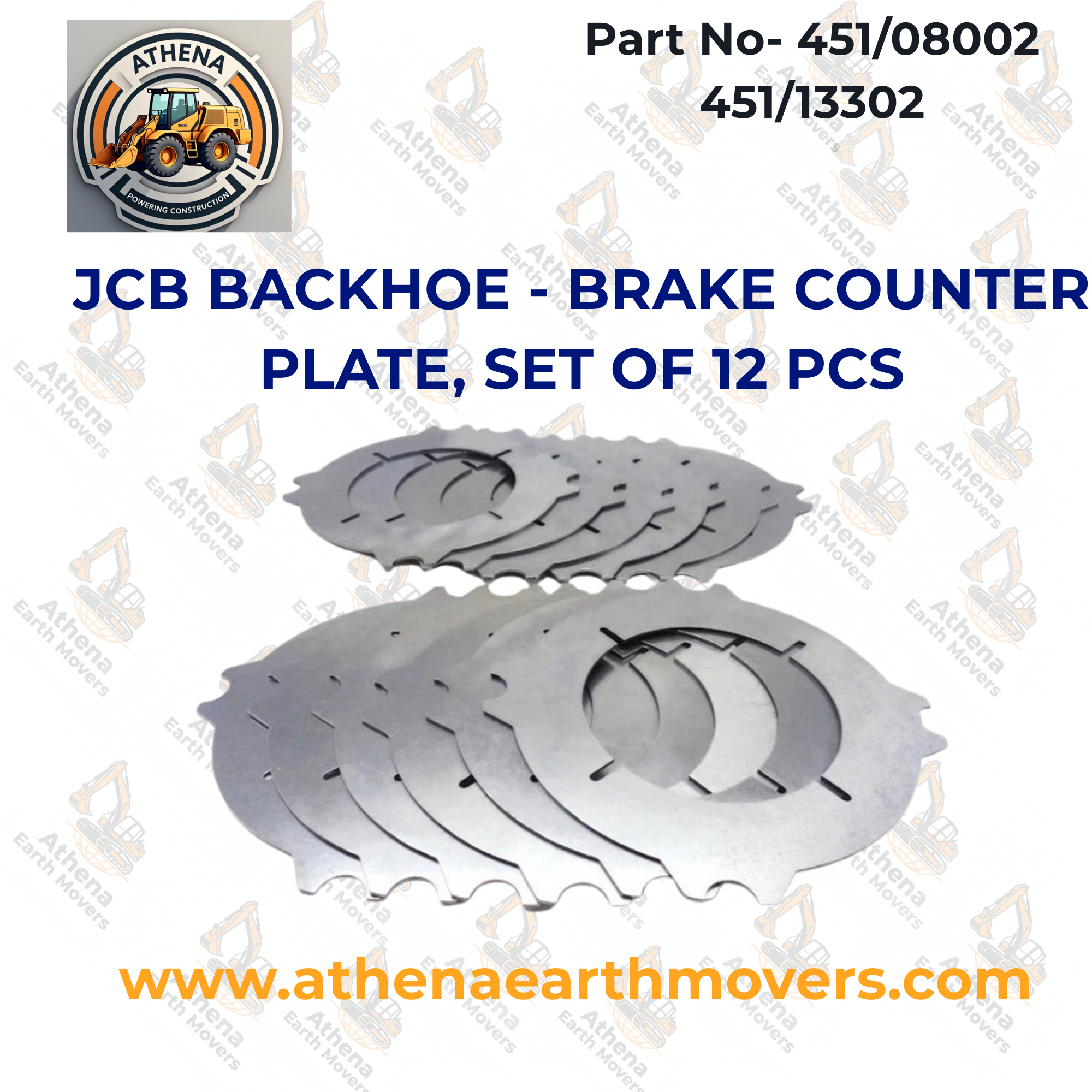 JCB BACKHOE - BRAKE COUNTER PLATE, SET OF 12 PCS. (PART NO. 451/08002 451/13302)