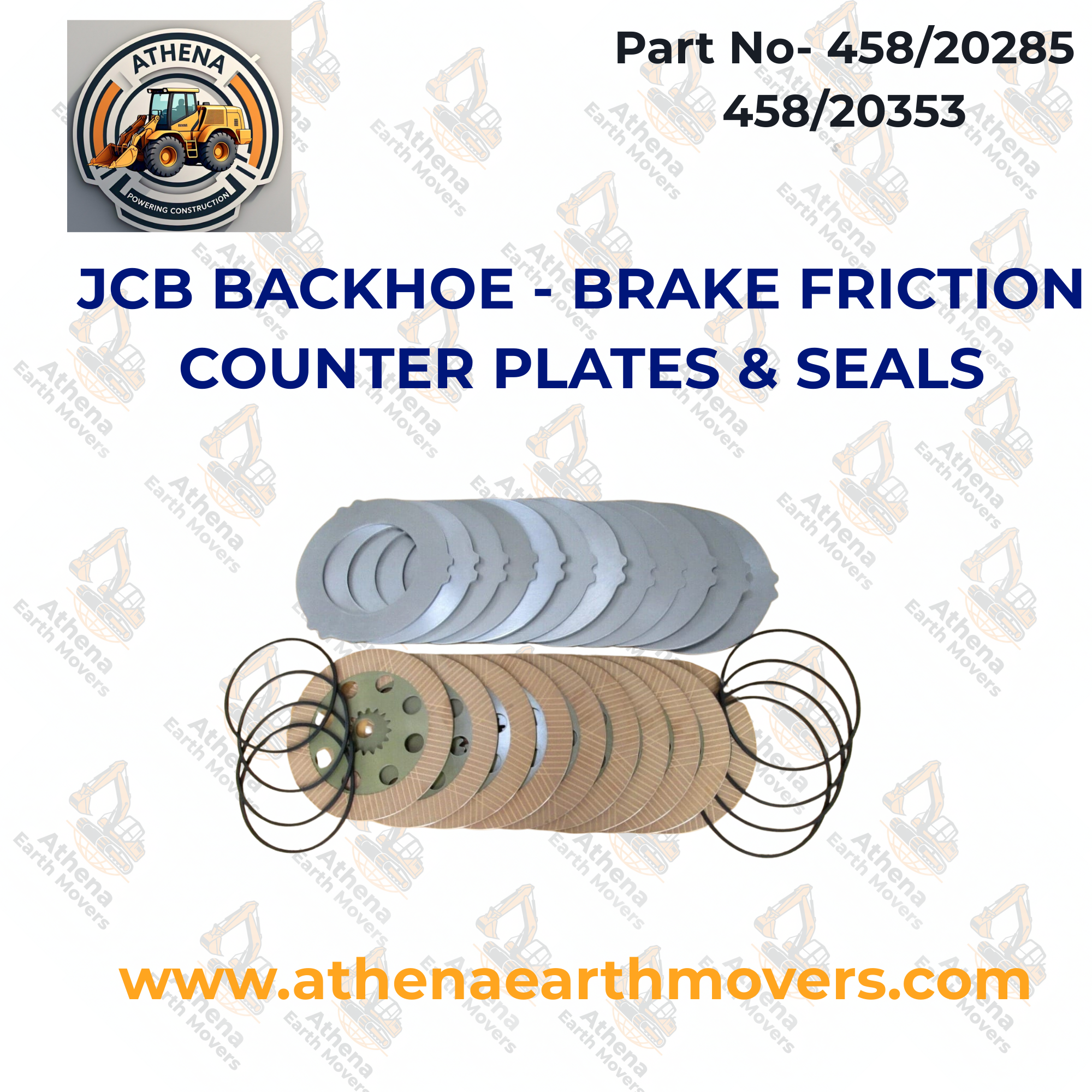 JCB BACKHOE - BRAKE FRICTION COUNTER PLATES & SEALS (PART # 458/20285 458/20353)
