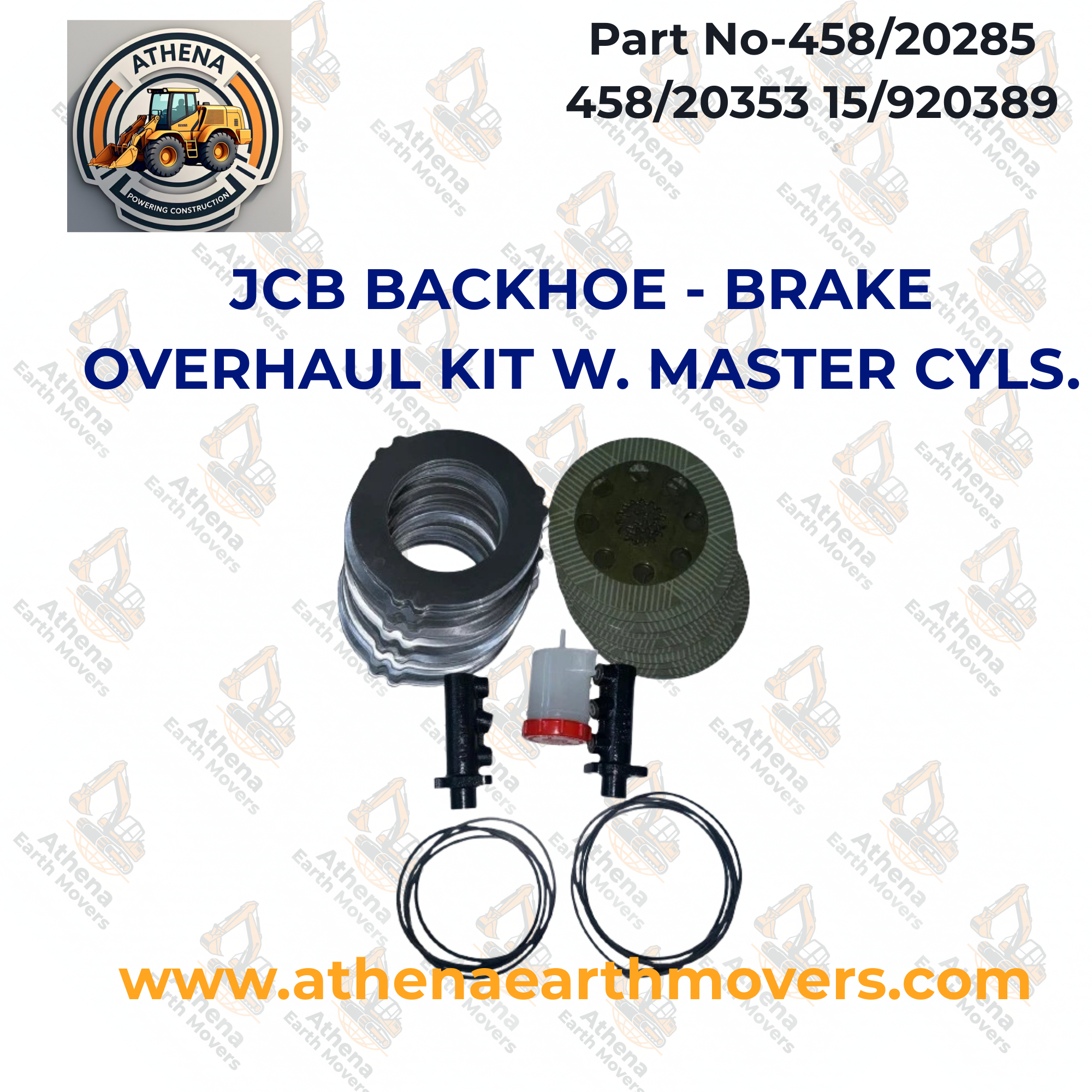 JCB BACKHOE - BRAKE OVERHAUL KIT W. MASTER CYLS. (458/20285 458/20353 15/920389)