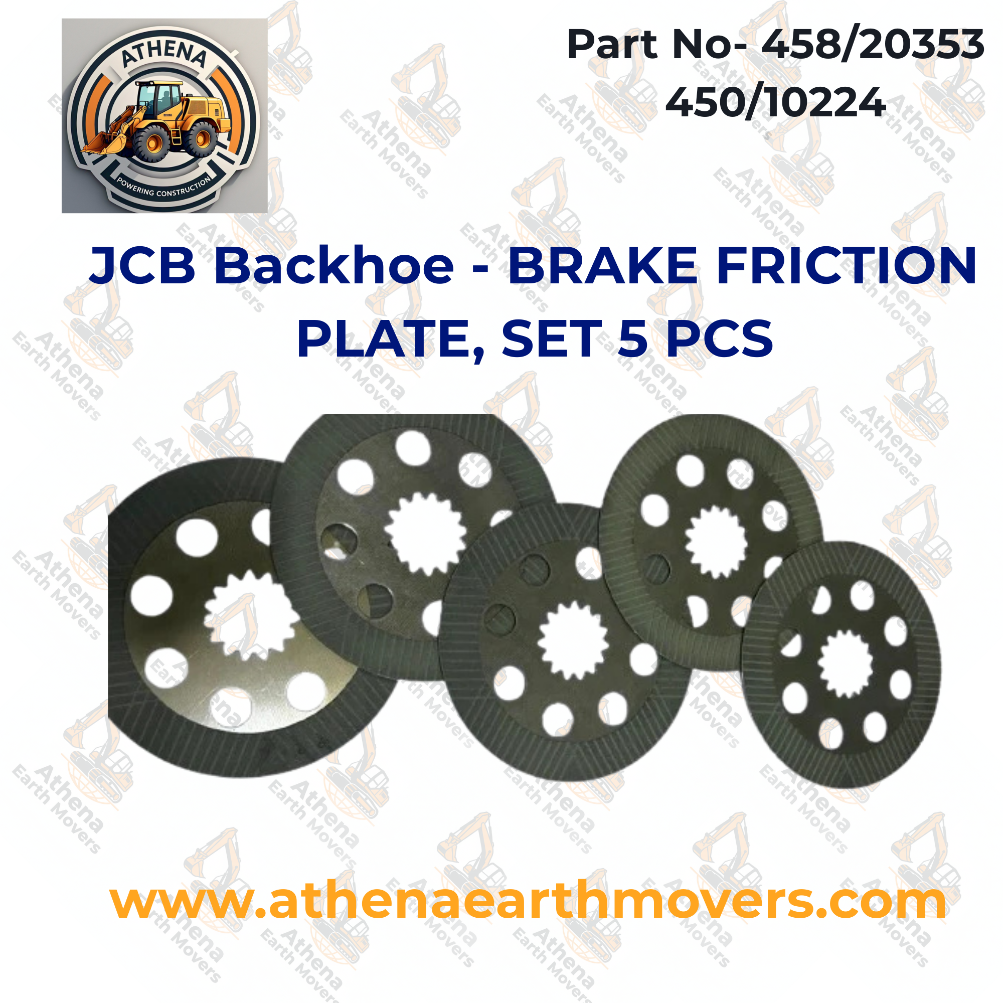 JCB Backhoe - BRAKE FRICTION PLATE, SET 5 PCS. (PART NO. 458/20353 450/10224)