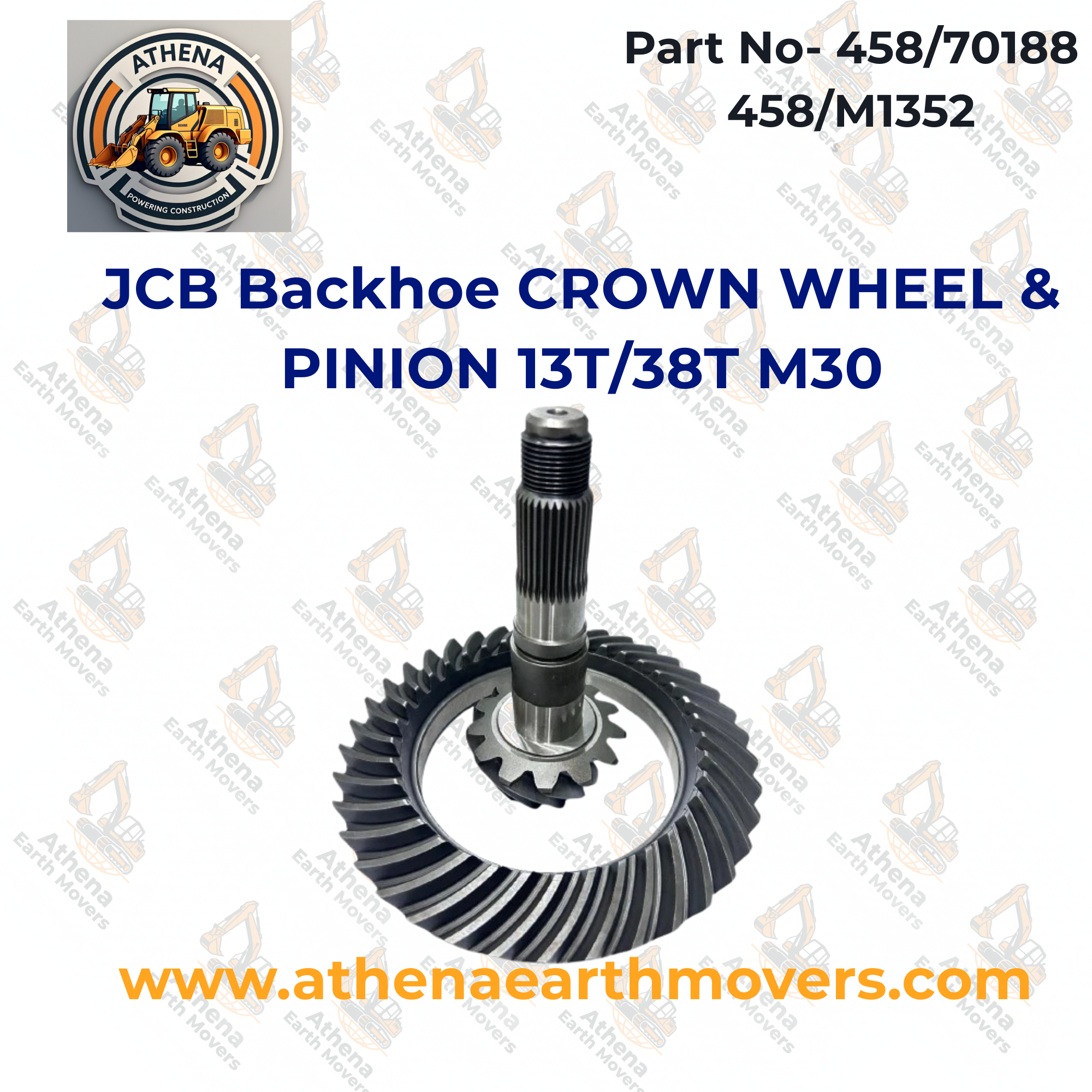 JCB Backhoe CROWN WHEEL & PINION 13T/38T M30 (PART NO. 458/70188 458/M1352)